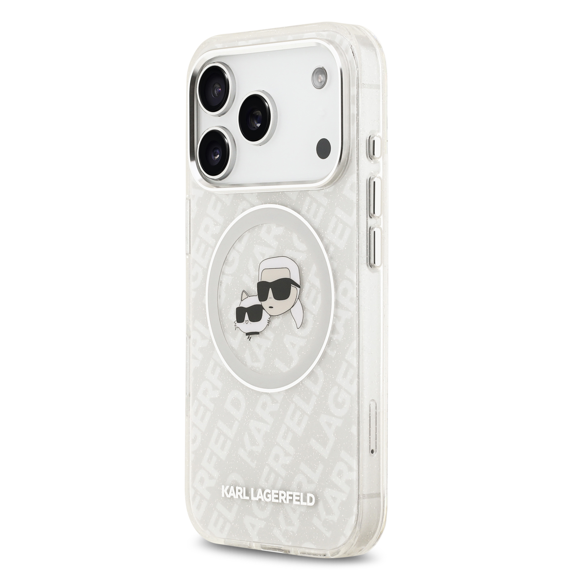 iPhone 17 Pro - KARL LAGERFELD Glitter Karl&Choupette Heads Grey - 2