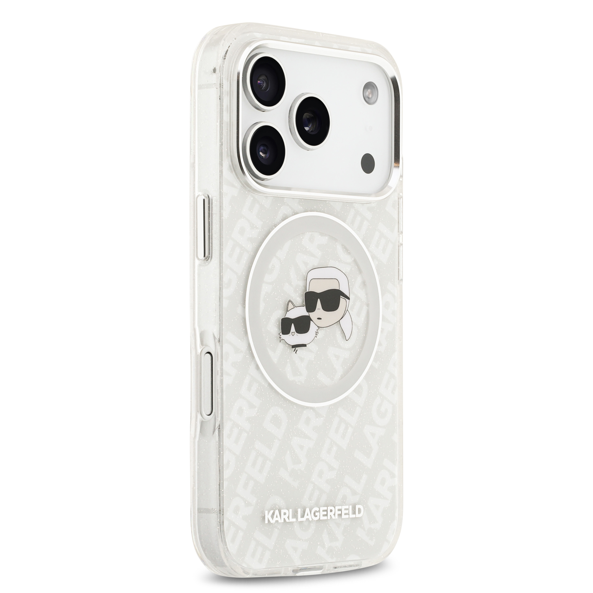 iPhone 17 Pro - KARL LAGERFELD Glitter Karl&Choupette Heads Grey - 4