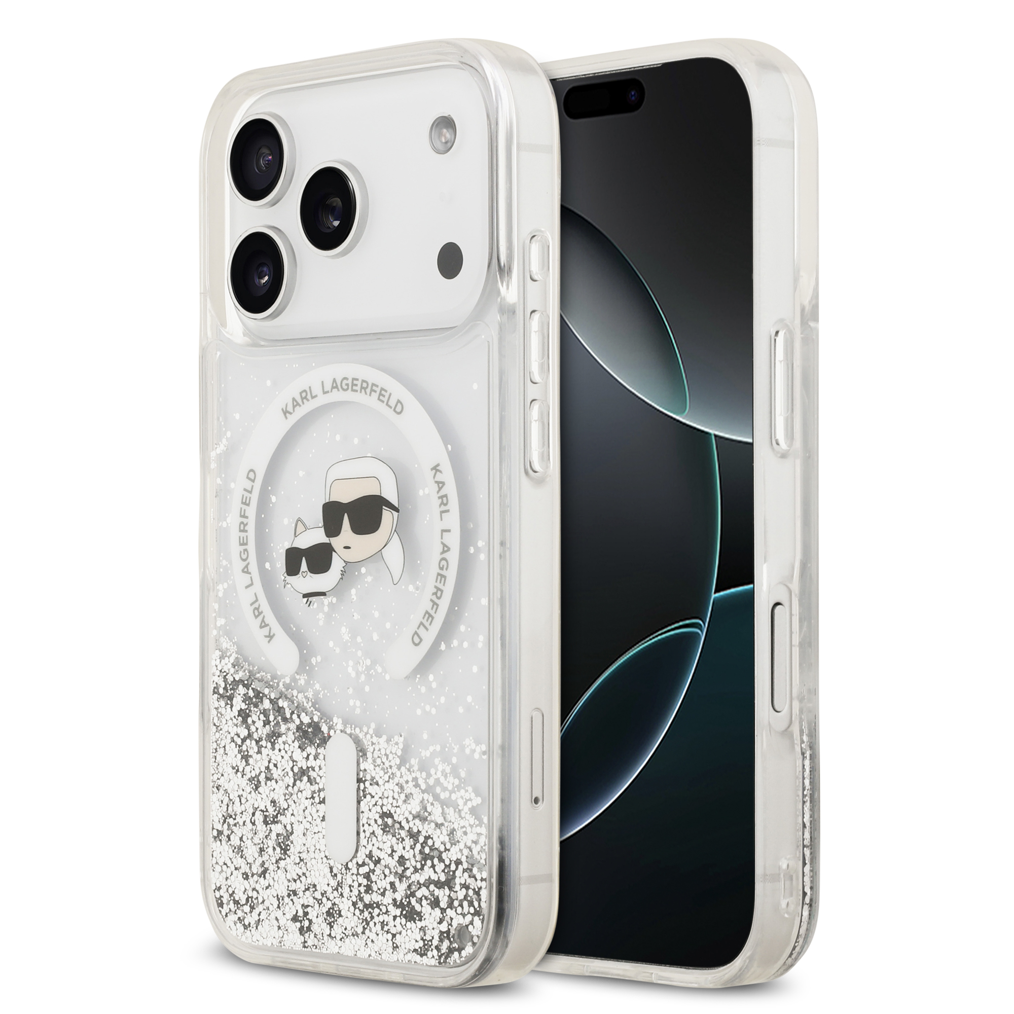 iPhone 17 Pro - KARL LAGERFELD Liquid Glitter Heads Transparent - 2