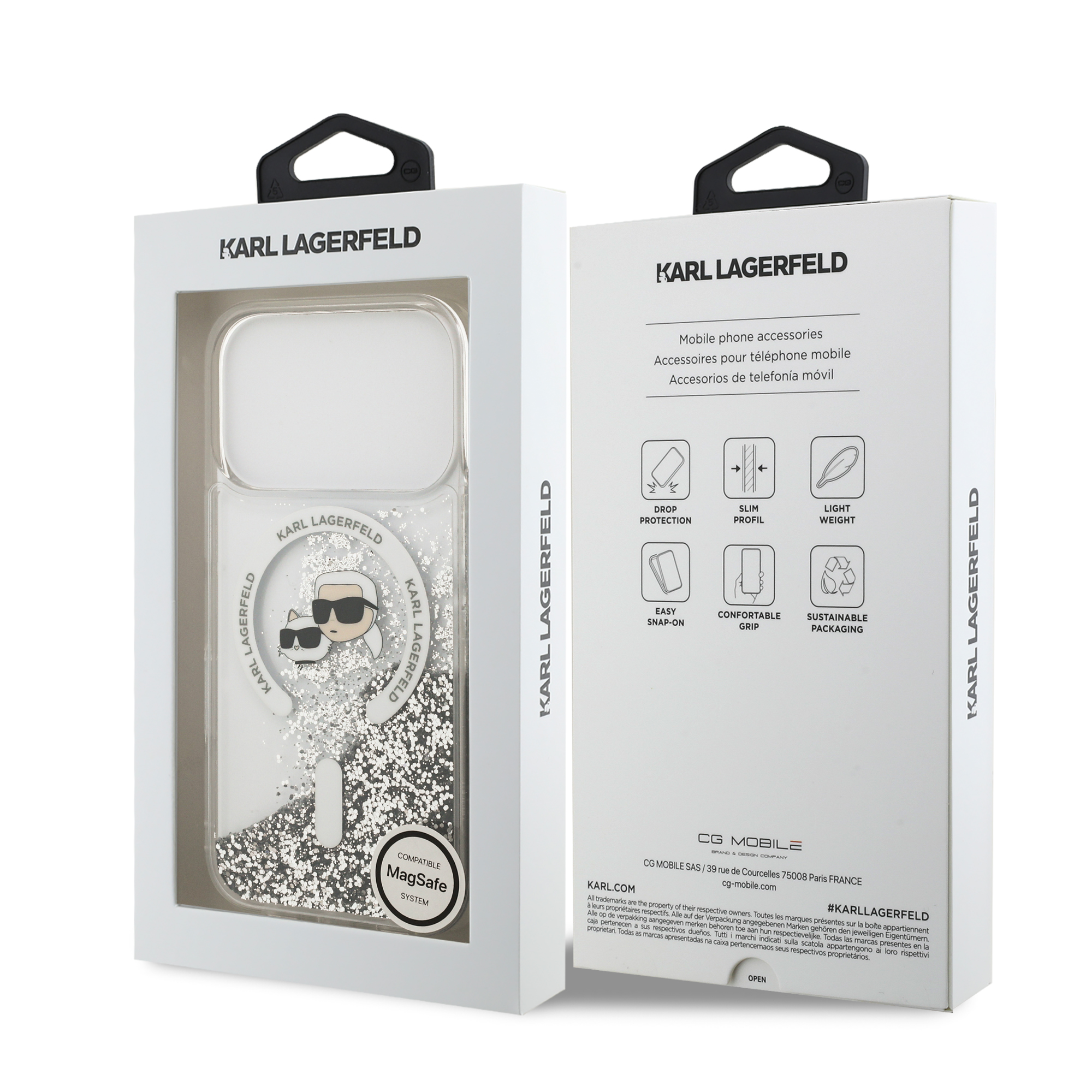iPhone 17 Pro - KARL LAGERFELD Liquid Glitter Heads Transparent - 8