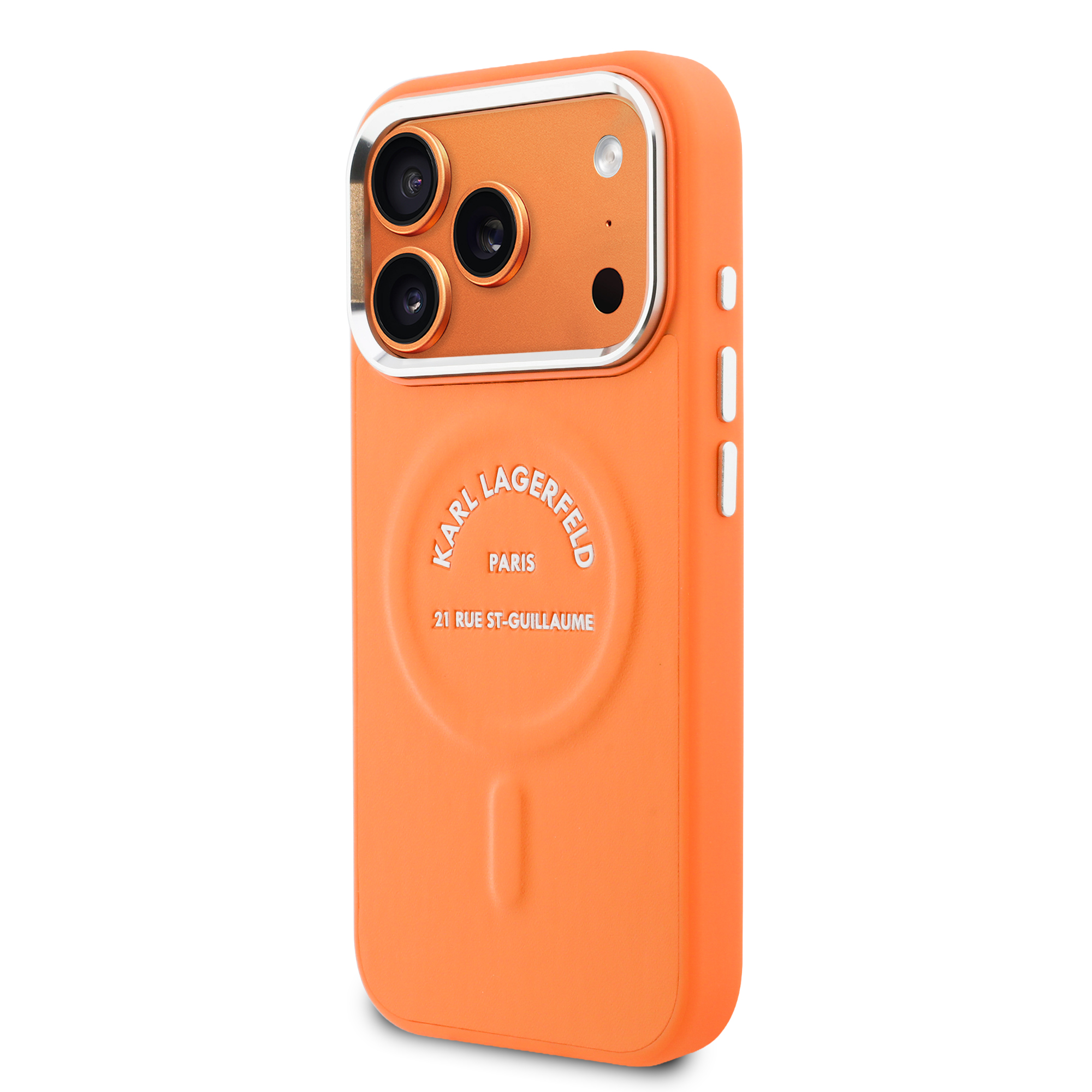 iPhone 17 Pro - KARL LAGERFELD Leather Karl Logo Orange - 3