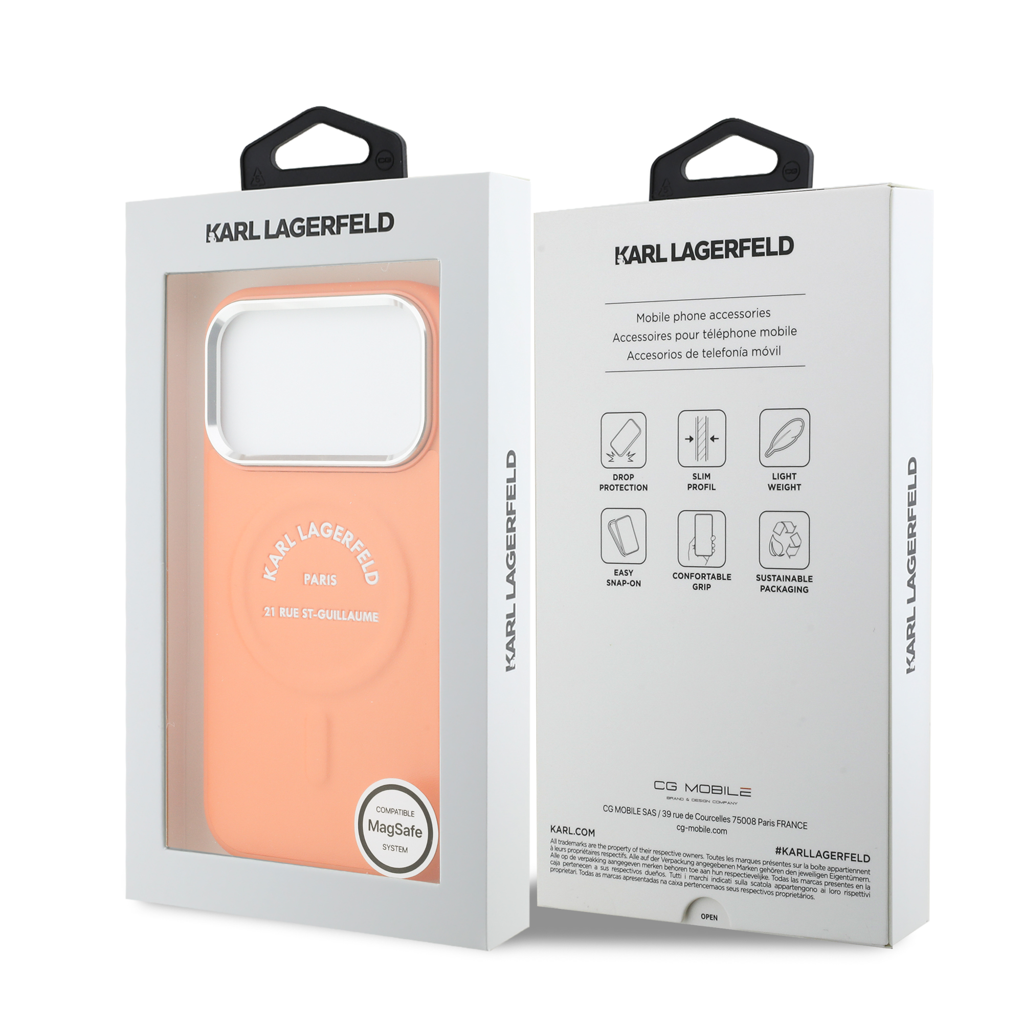 iPhone 17 Pro - KARL LAGERFELD Leather Karl Logo Orange - 8
