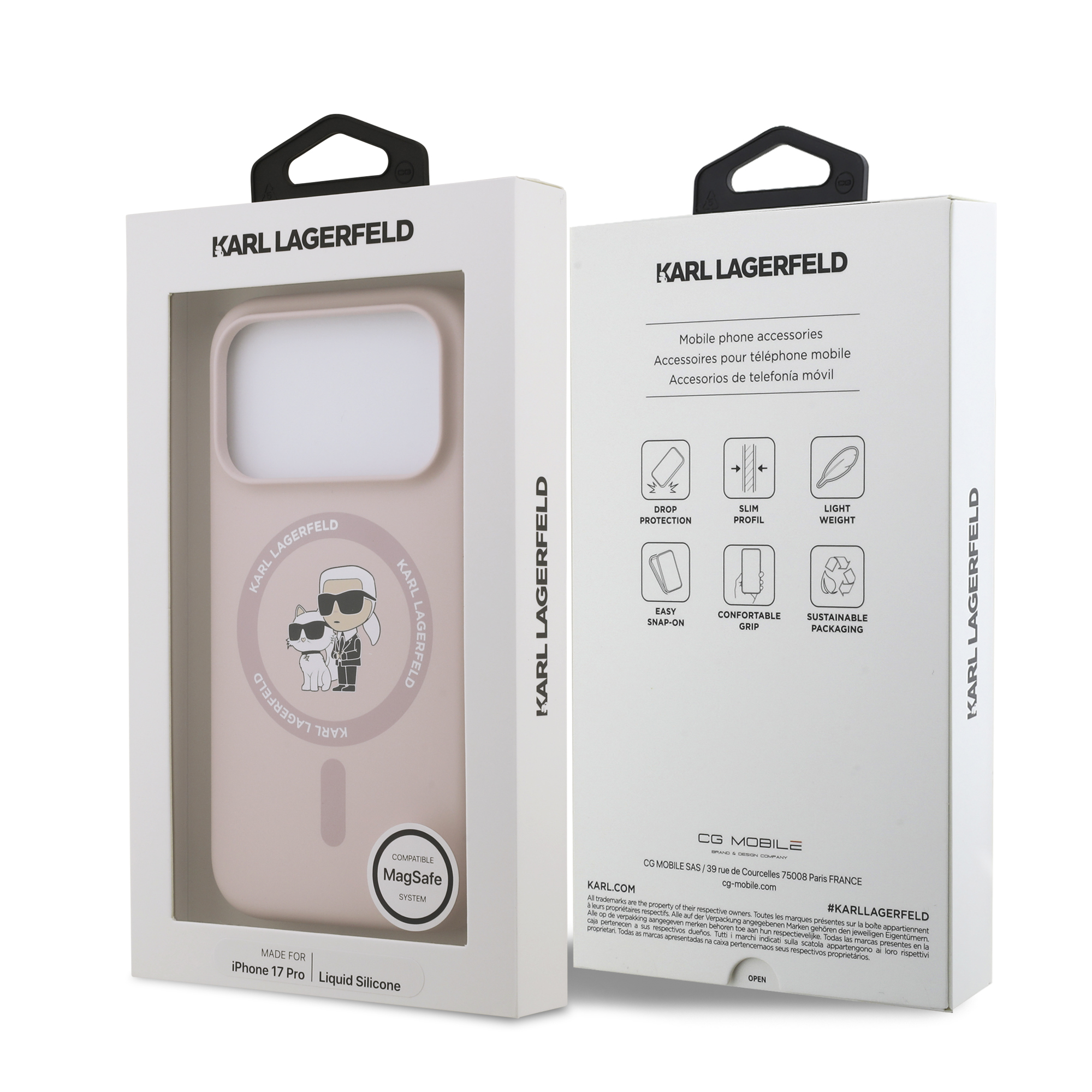 iPhone 17 Pro - KARL LAGERFELD Silicone KC Body Ring Pink - 8