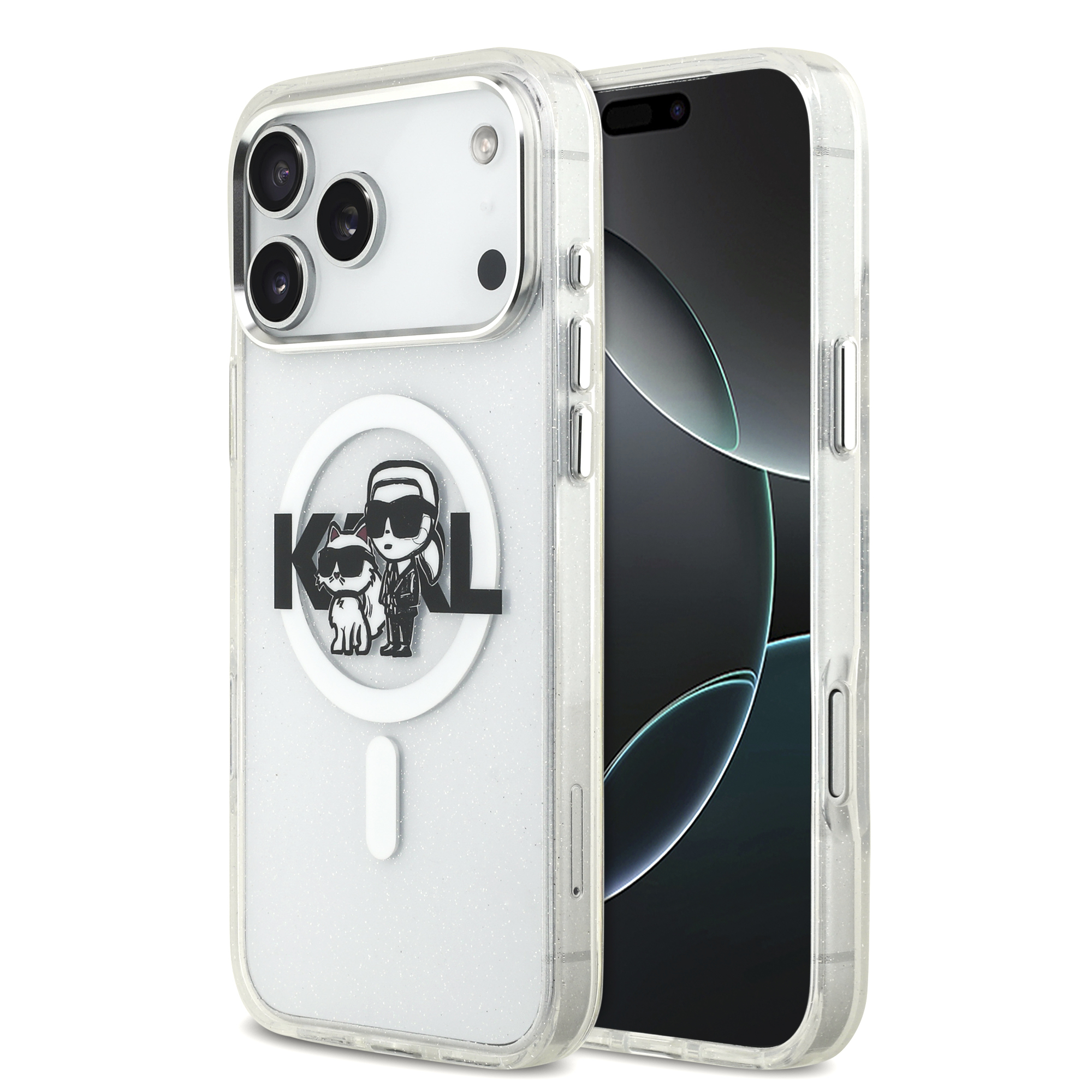 iPhone 17 Pro Max - KARL LAGERFELD Glitter Karl&Choupette Sketch Clear - 2