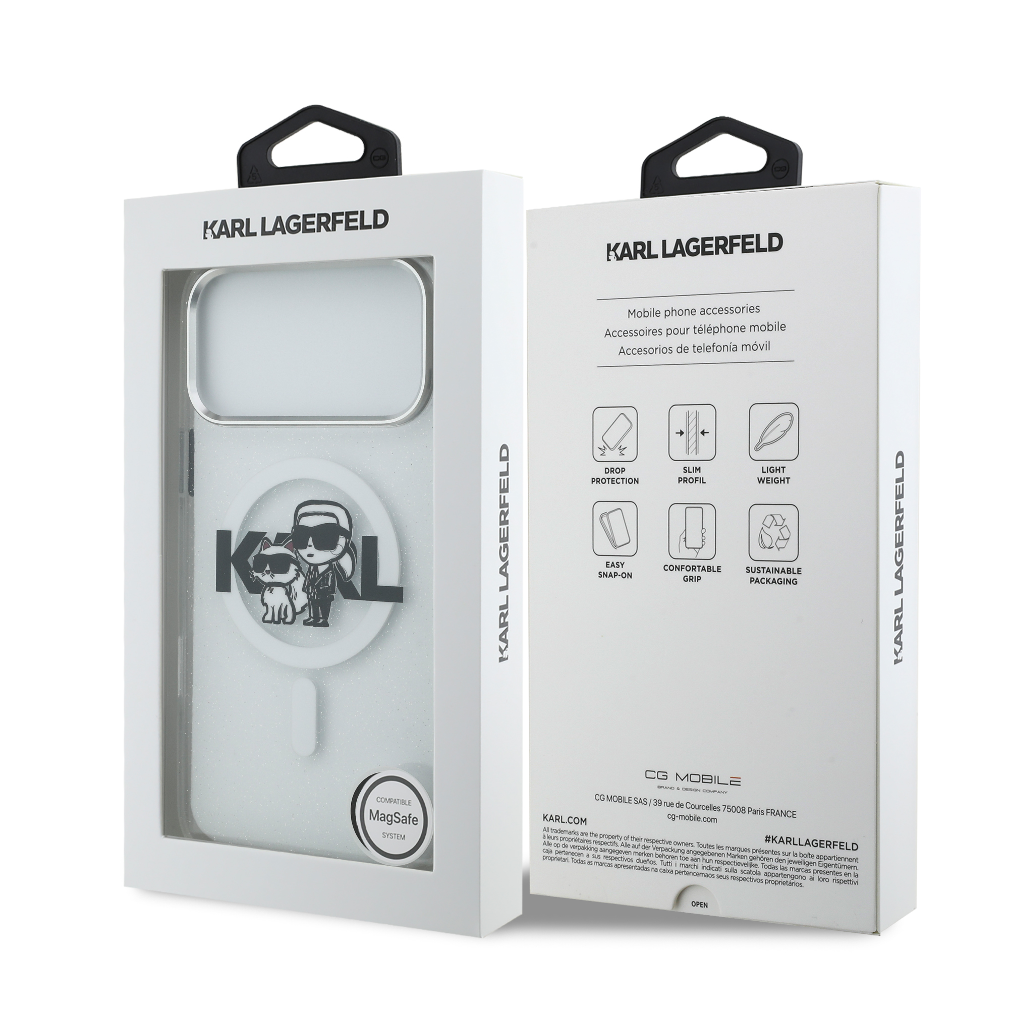 iPhone 17 Pro Max - KARL LAGERFELD Glitter Karl&Choupette Sketch Clear - 8