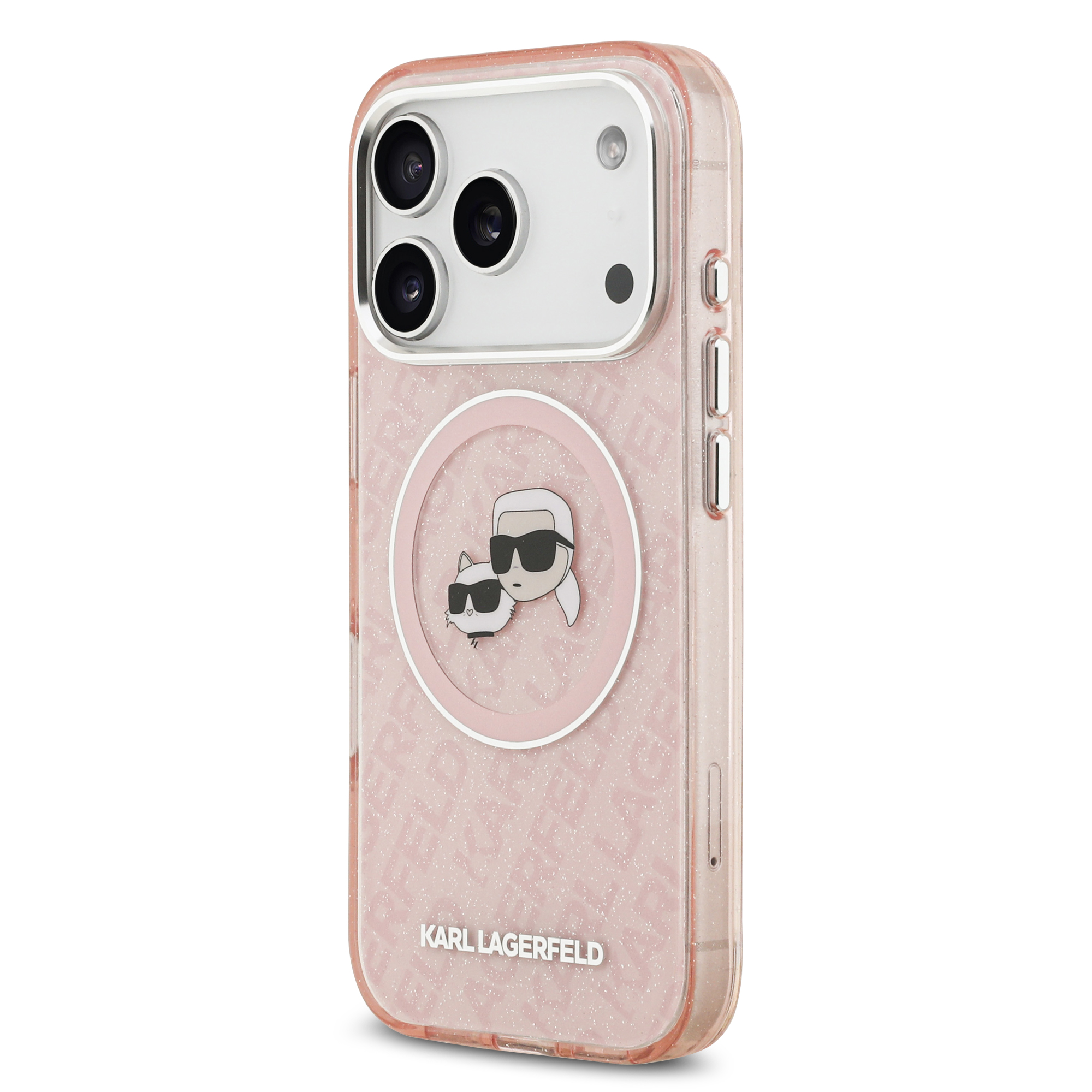 iPhone 17 Pro Max - KARL LAGERFELD Glitter Karl&Choupette Heads Pink - 3