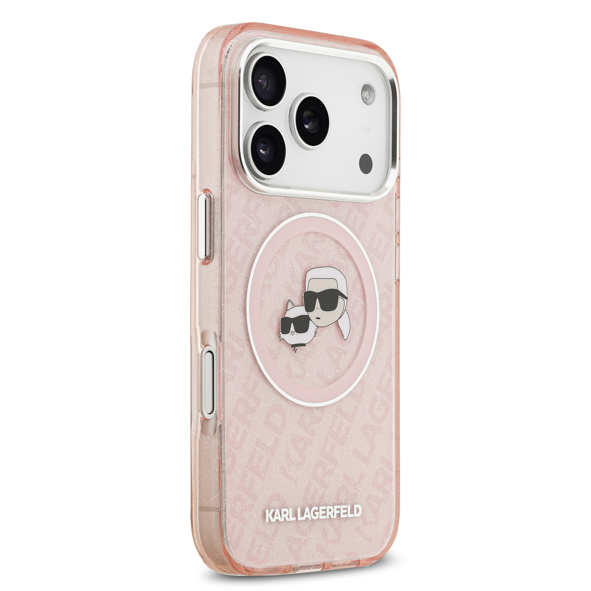 iPhone 17 Pro Max - KARL LAGERFELD Glitter Karl&Choupette Heads Pink - 4