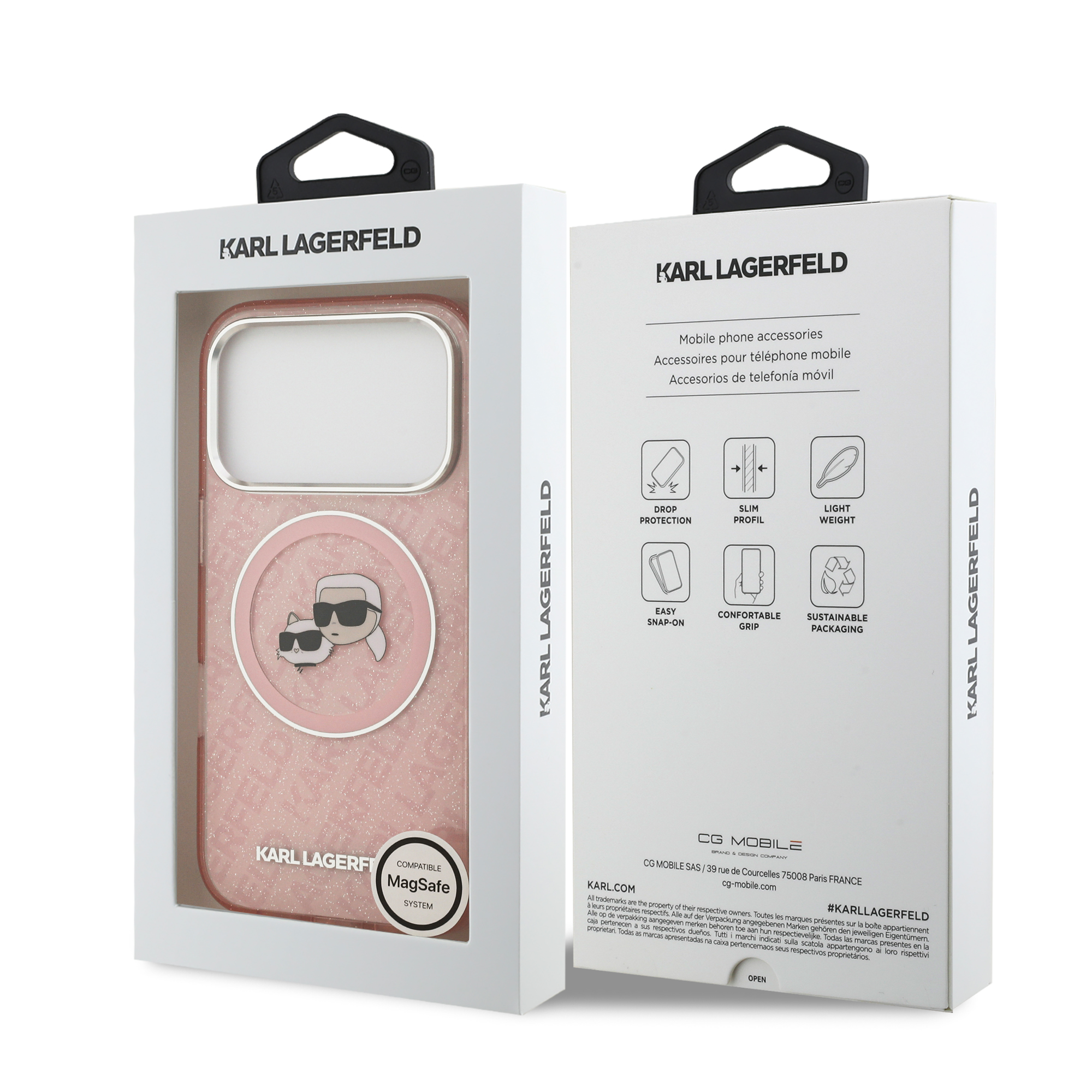 iPhone 17 Pro Max - KARL LAGERFELD Glitter Karl&Choupette Heads Pink - 8