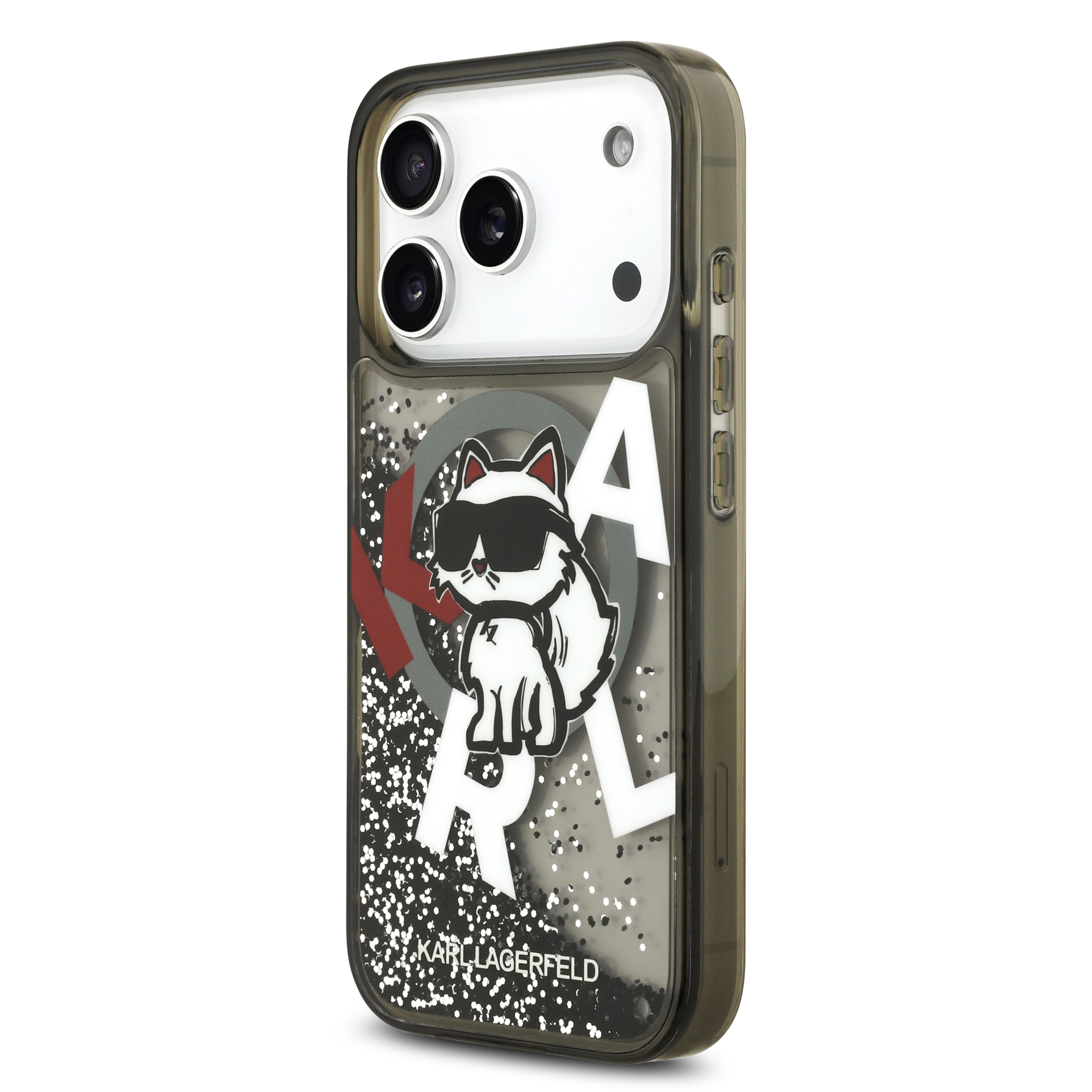 iPhone 17 Pro Max - KARL LAGERFELD Liquid Glitter Choupette Logo Black - 3