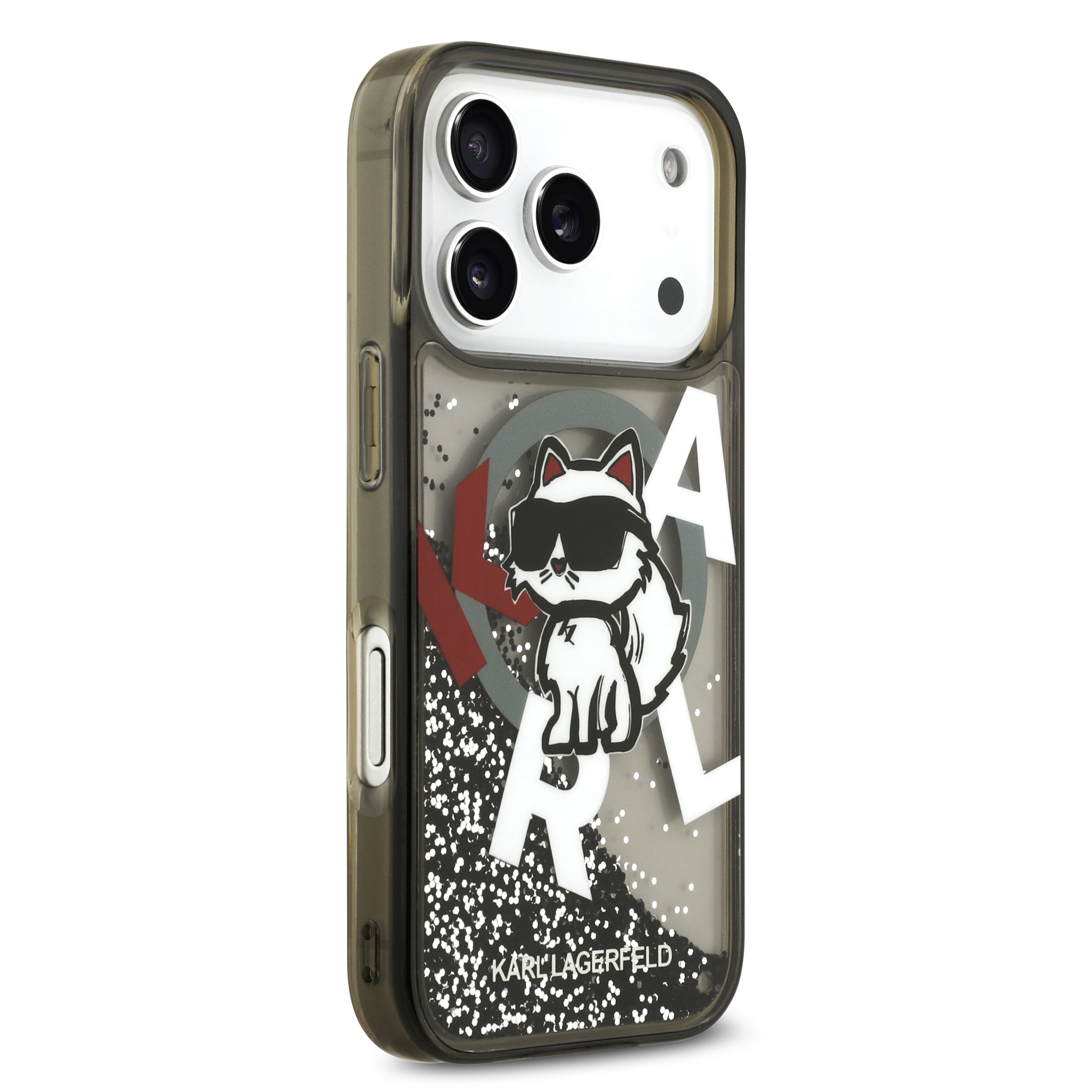 iPhone 17 Pro Max - KARL LAGERFELD Liquid Glitter Choupette Logo Black - 4