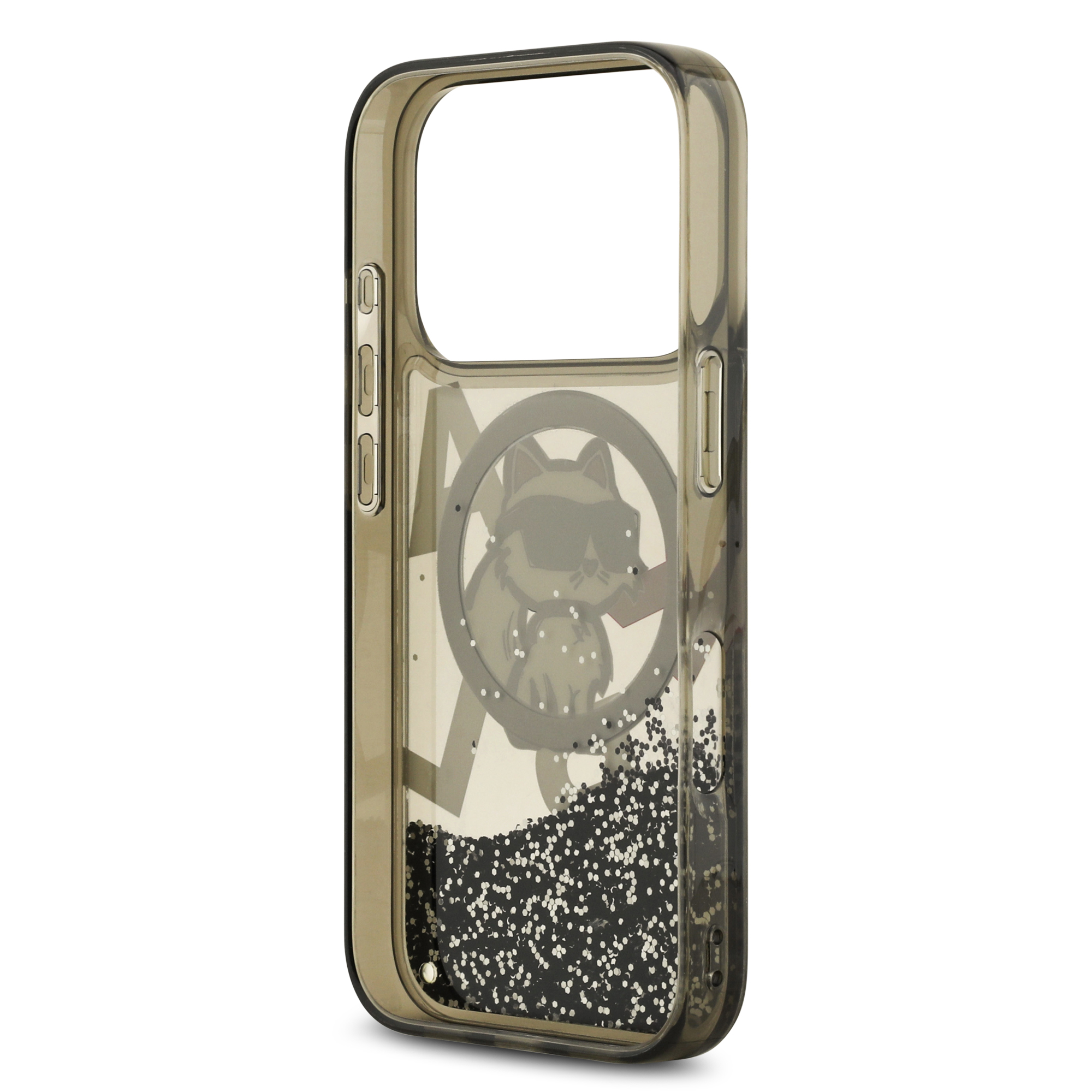 iPhone 17 Pro Max - KARL LAGERFELD Liquid Glitter Choupette Logo Black - 7