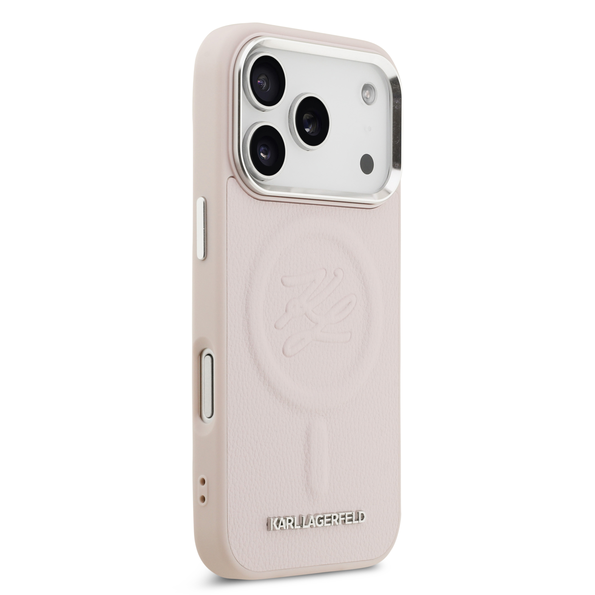 iPhone 17 Pro Max - KARL LAGERFELD Leather Initial Metal Logo Pink - 4