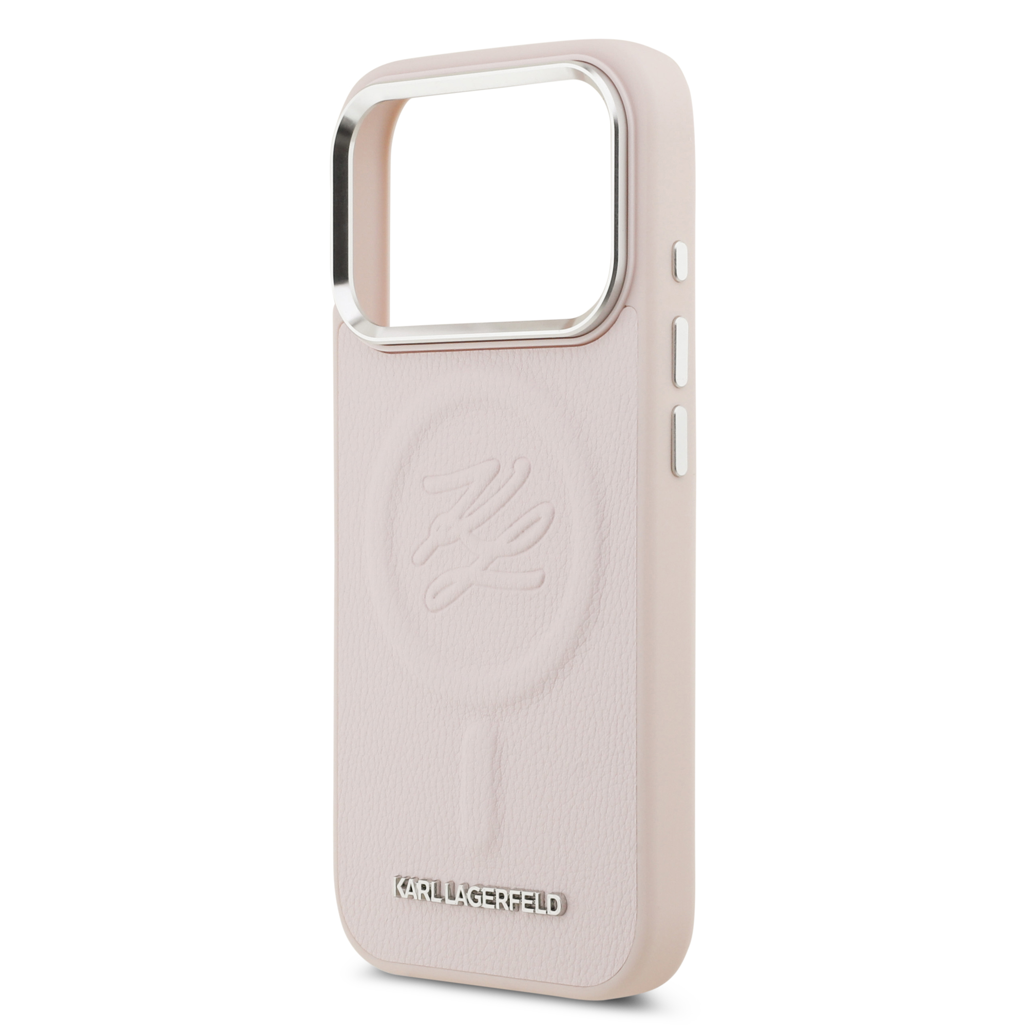 iPhone 17 Pro Max - KARL LAGERFELD Leather Initial Metal Logo Pink - 6