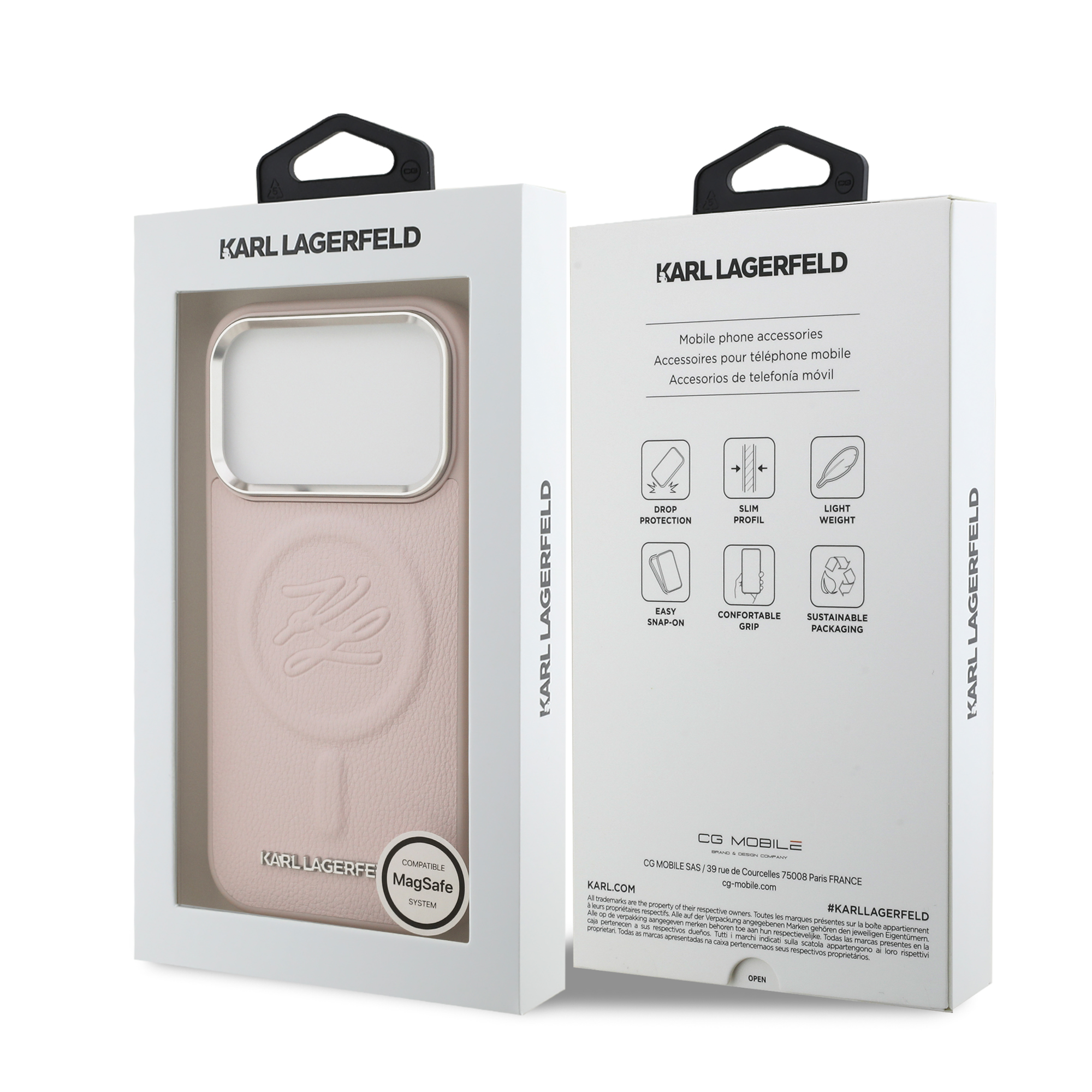 iPhone 17 Pro Max - KARL LAGERFELD Leather Initial Metal Logo Pink - 8