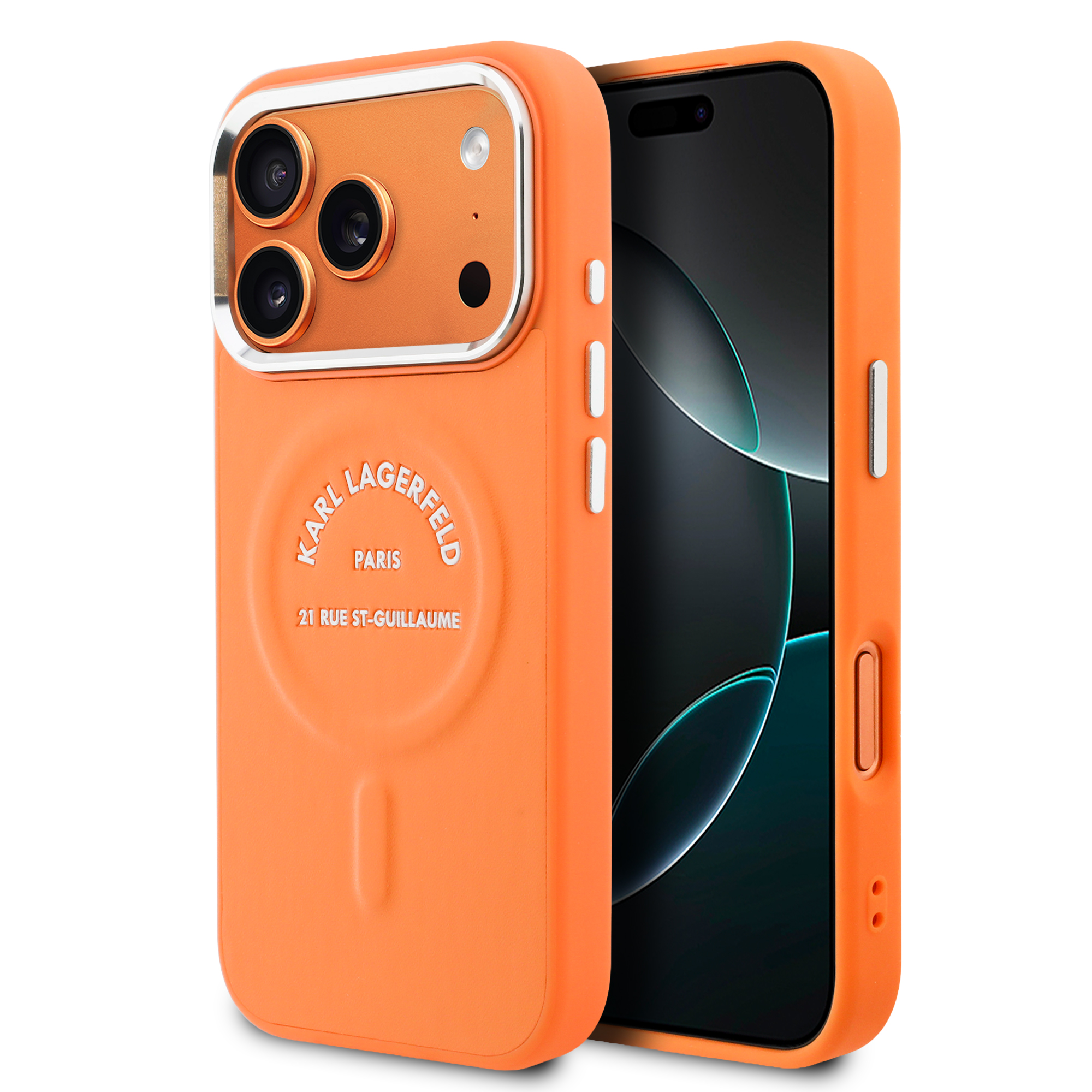 iPhone 17 Pro Max - KARL LAGERFELD Leather Karl RSG Logo Orange - 2