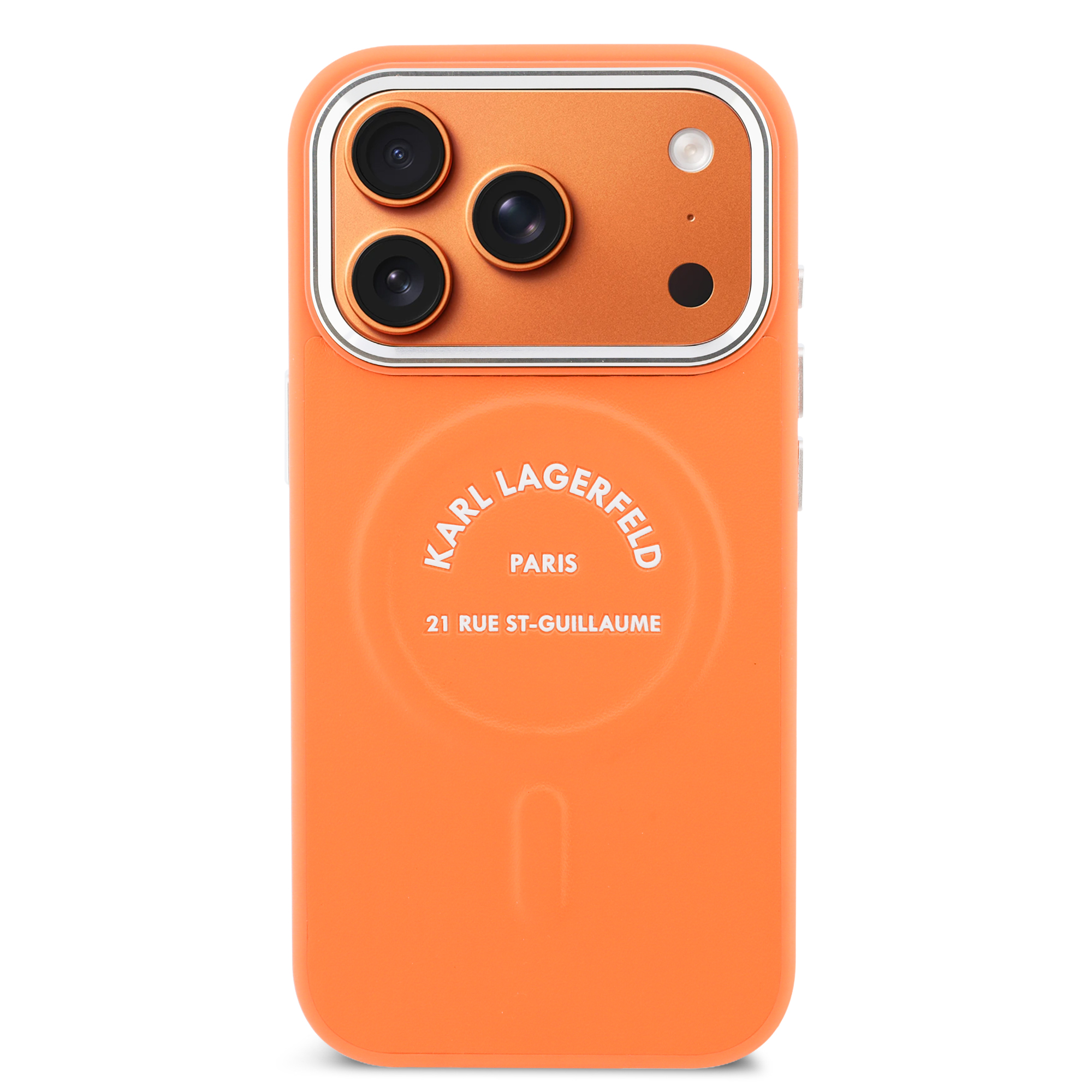 iPhone 17 Pro Max - KARL LAGERFELD Leather Karl RSG Logo Orange
