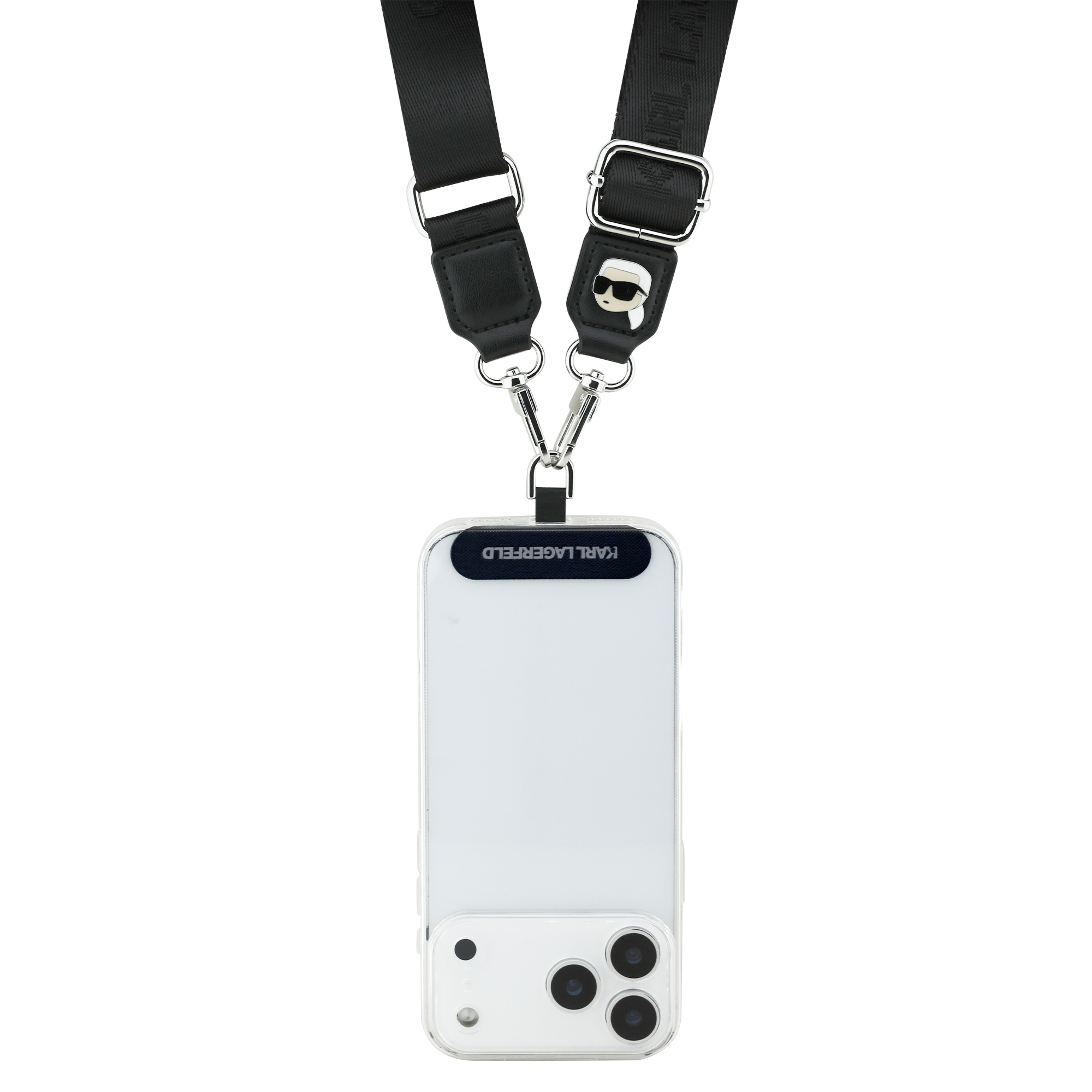 Universal Strap - KARL LAGERFELD Tether Patch Metal Logo Black - 2