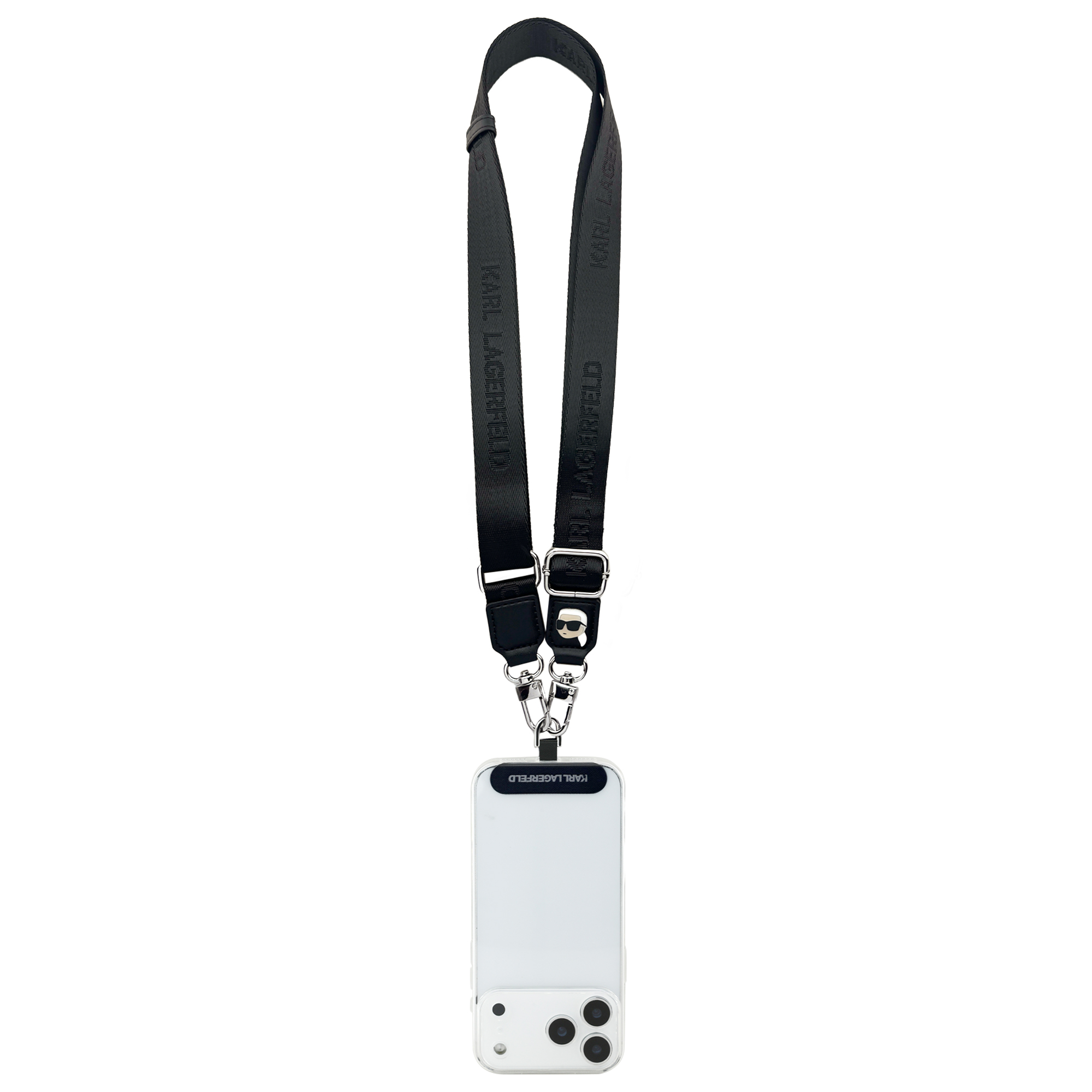 Universal Strap - KARL LAGERFELD Tether Patch Metal Logo Black - 3