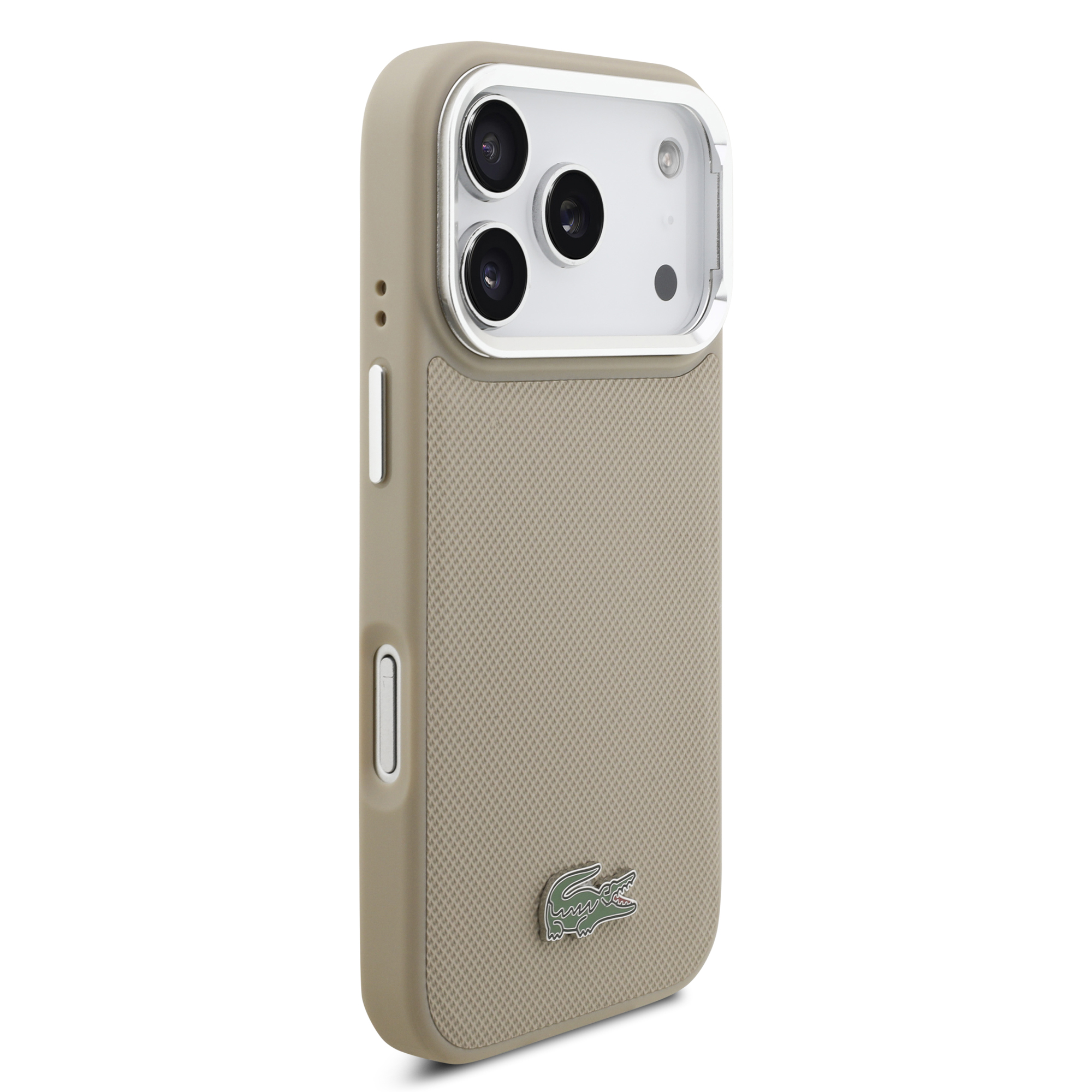 iPhone 17 Pro - LACOSTE Petit Pique PU Stand Function Taupe - 4