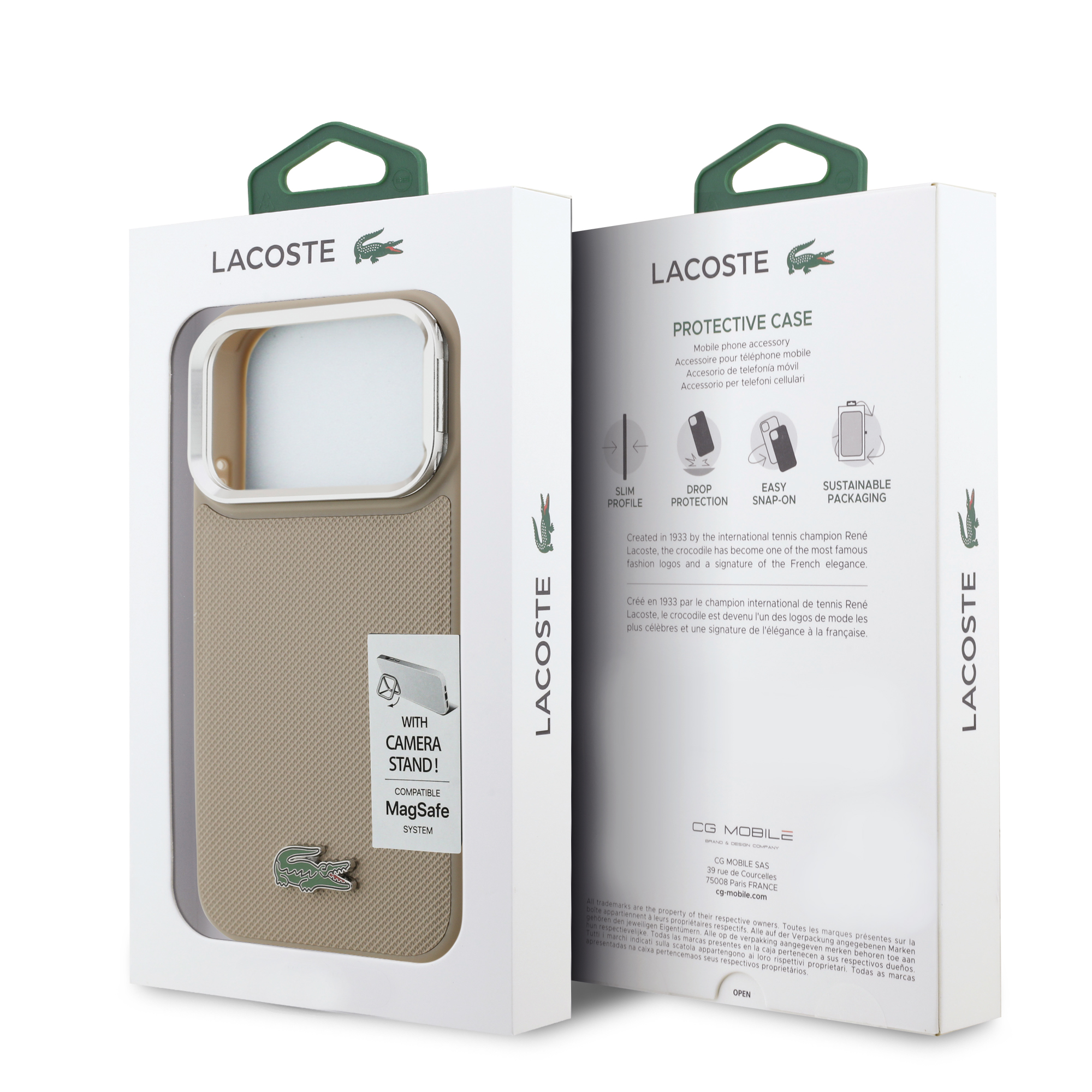 iPhone 17 Pro - LACOSTE Petit Pique PU Stand Function Taupe - 8