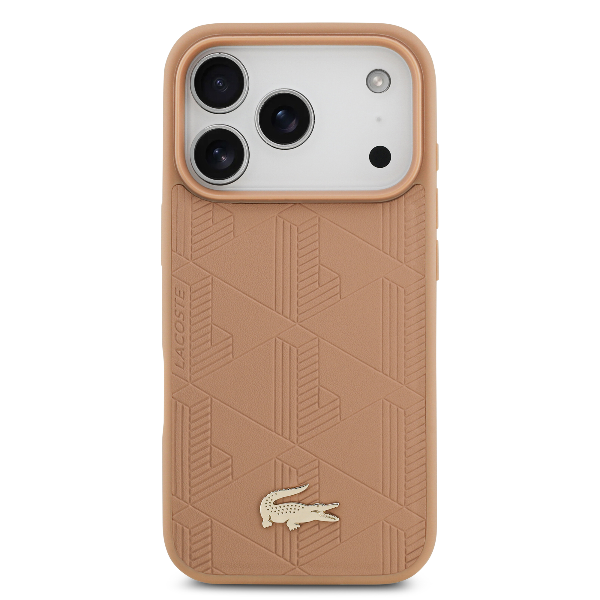 iPhone 17 Pro - LACOSTE Leather Monogrammed Gold Logo Pink - 3