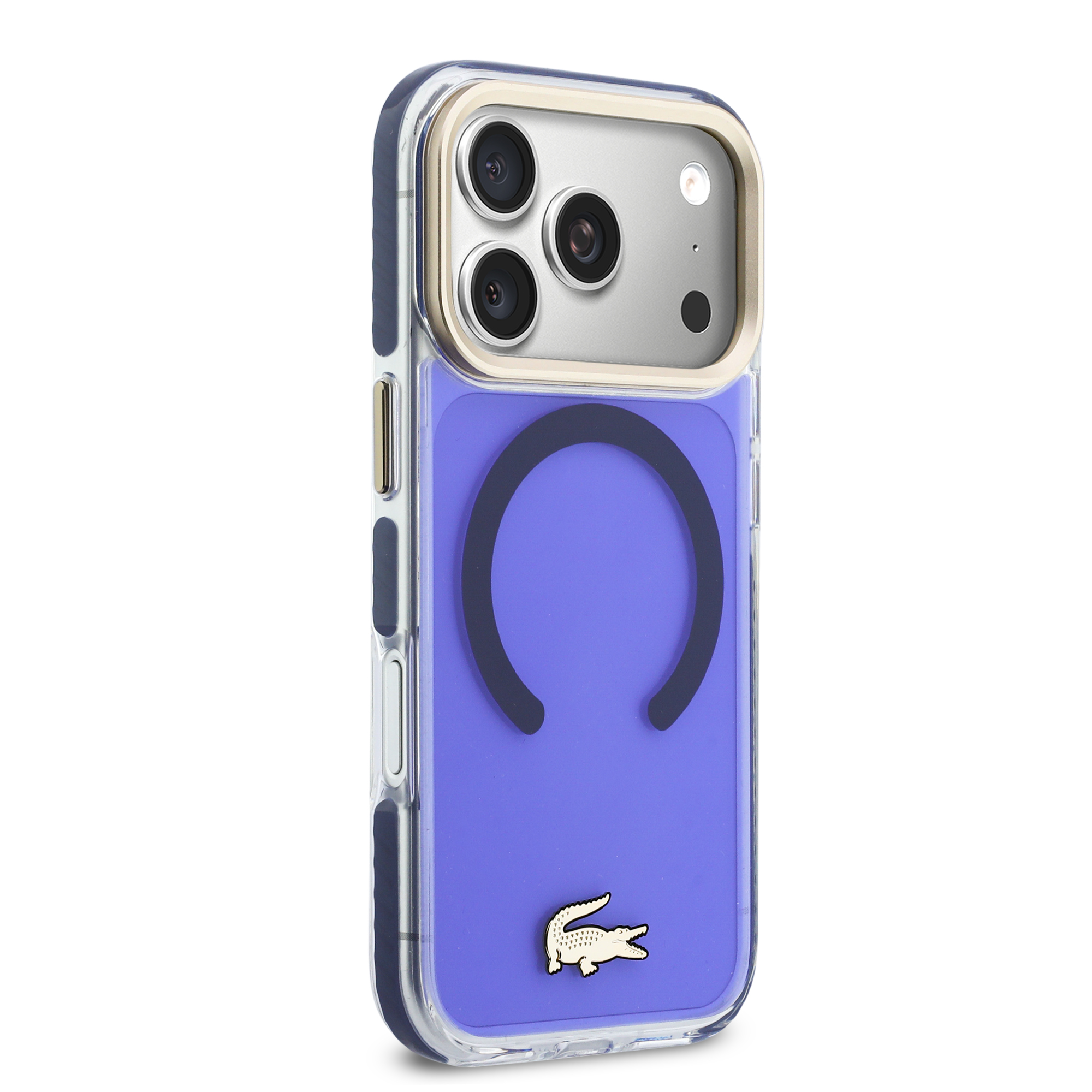 iPhone 17 Pro - LACOSTE Shockproof Frosted Gold Logo Marine - 4