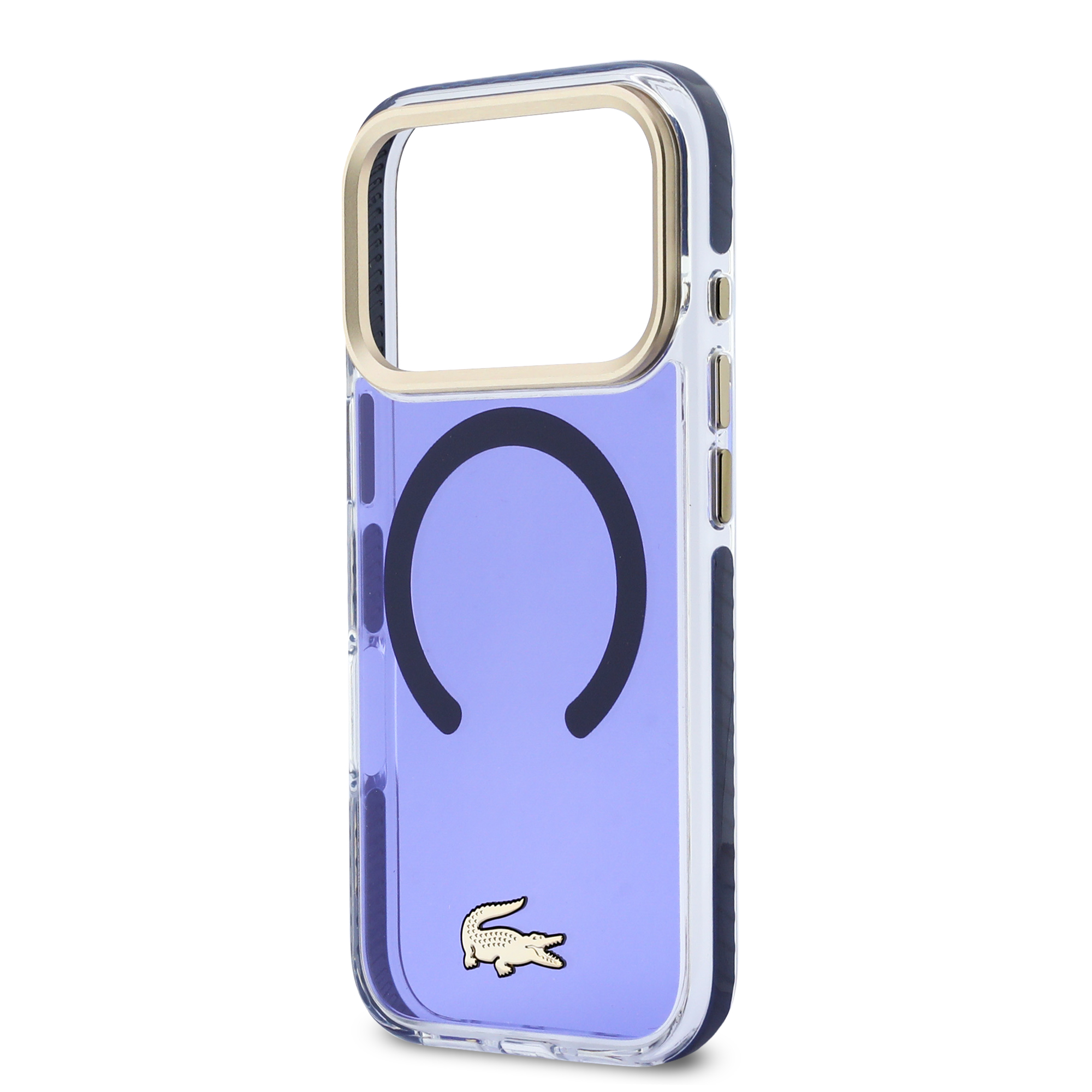 iPhone 17 Pro - LACOSTE Shockproof Frosted Gold Logo Marine - 6