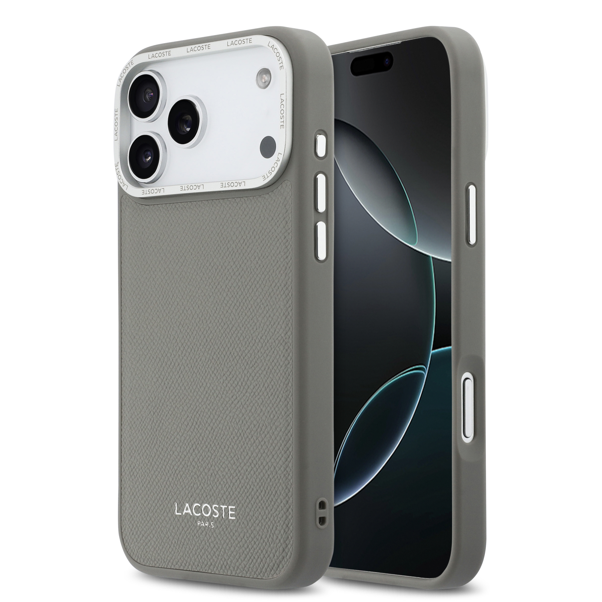 iPhone 17 Pro Max - LACOSTE Leather Champs Elysees Silver Blue