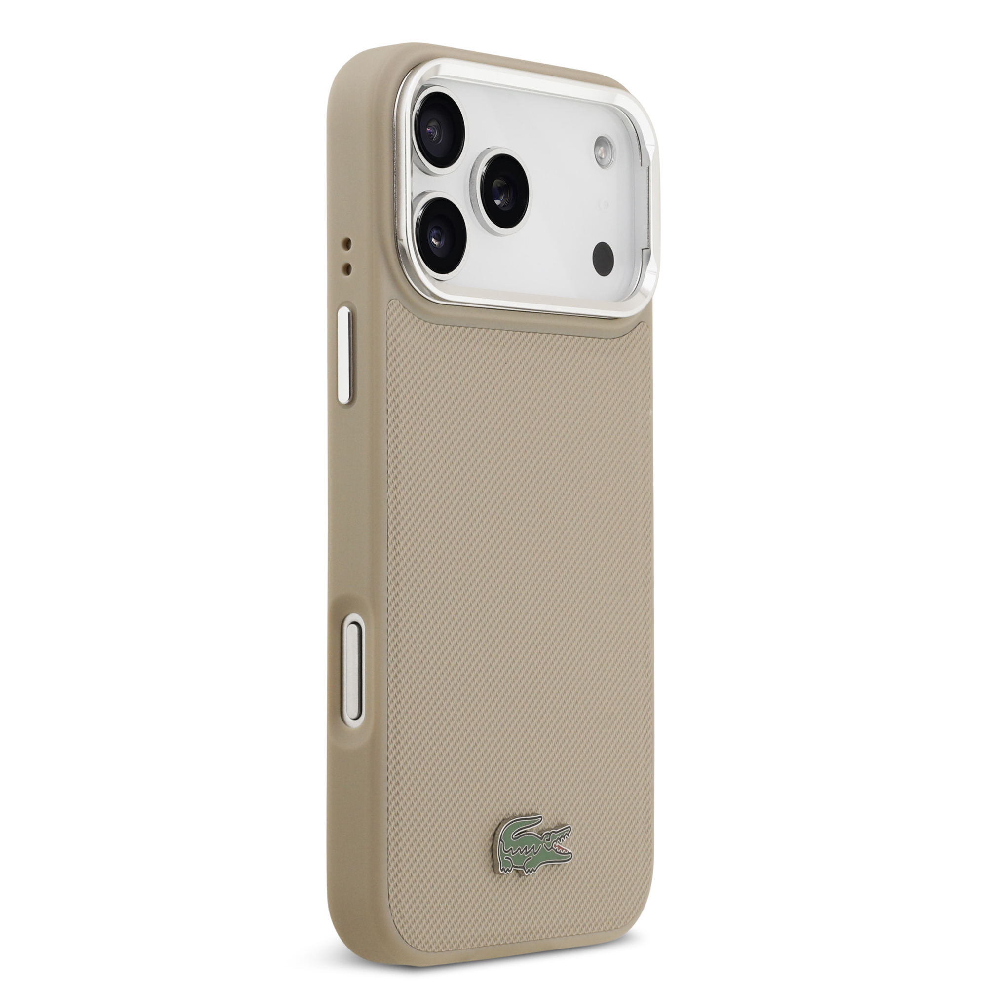 iPhone 17 Pro Max - LACOSTE Petit Pique PU Stand Function Taupe - 4