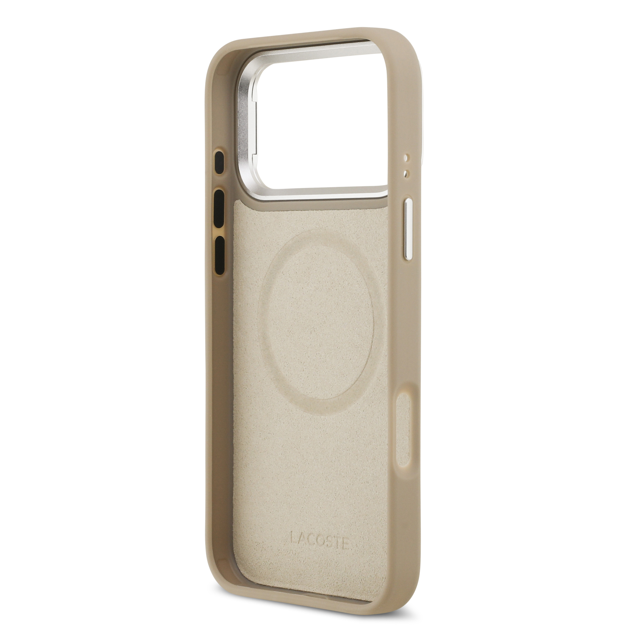 iPhone 17 Pro Max - LACOSTE Petit Pique PU Stand Function Taupe - 7