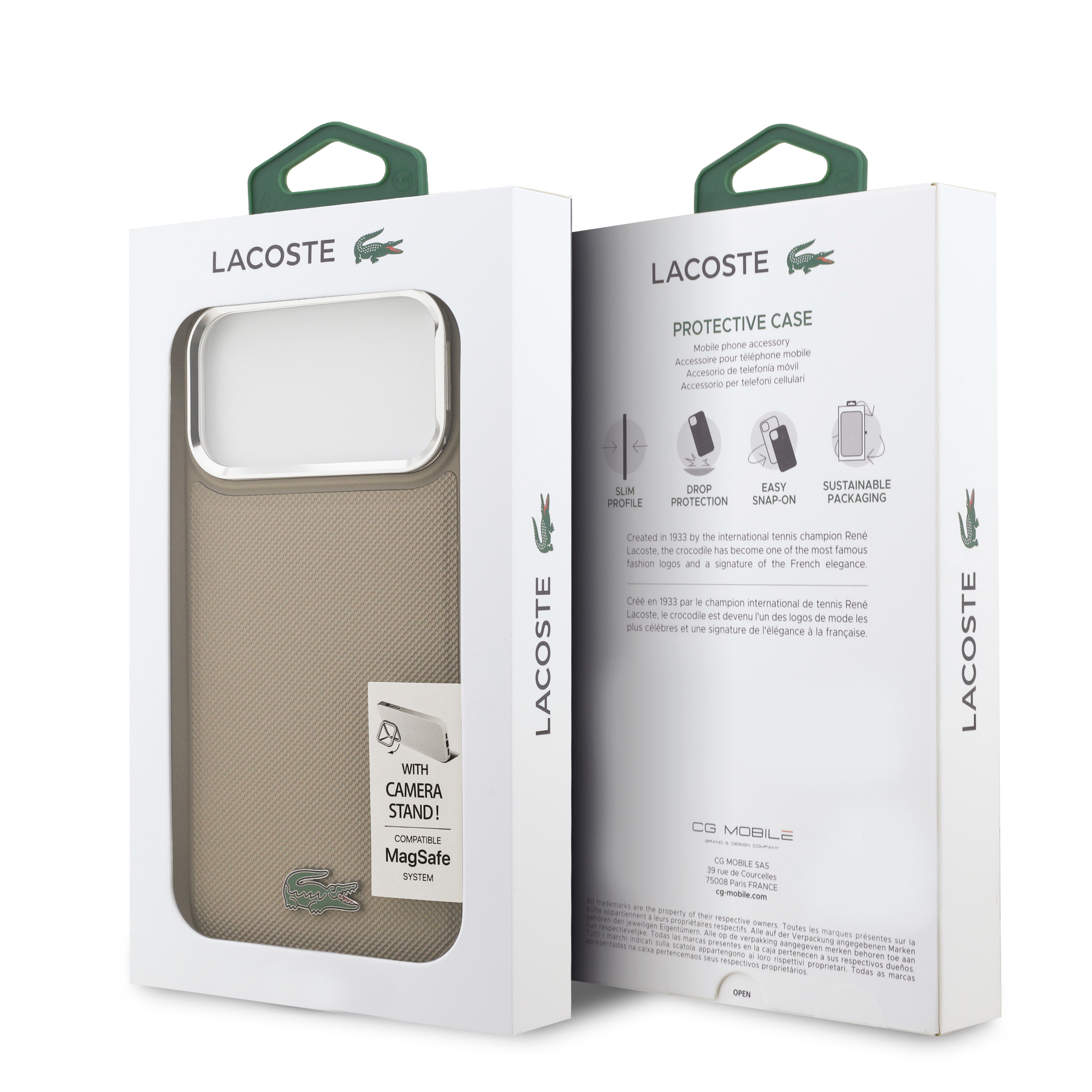 iPhone 17 Pro Max - LACOSTE Petit Pique PU Stand Function Taupe - 8