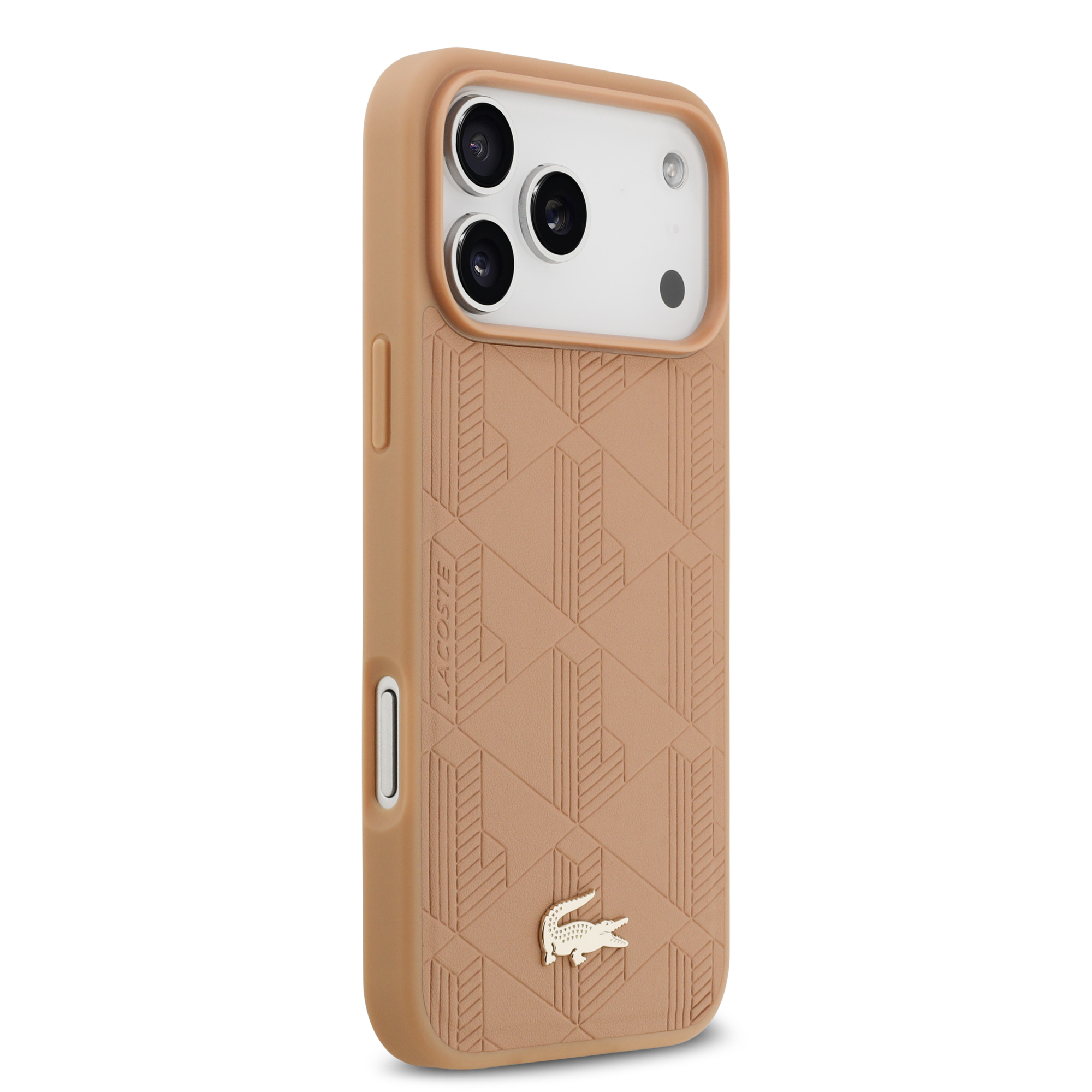iPhone 17 Pro Max - LACOSTE Leather Monogrammed Gold Logo Pink - 4