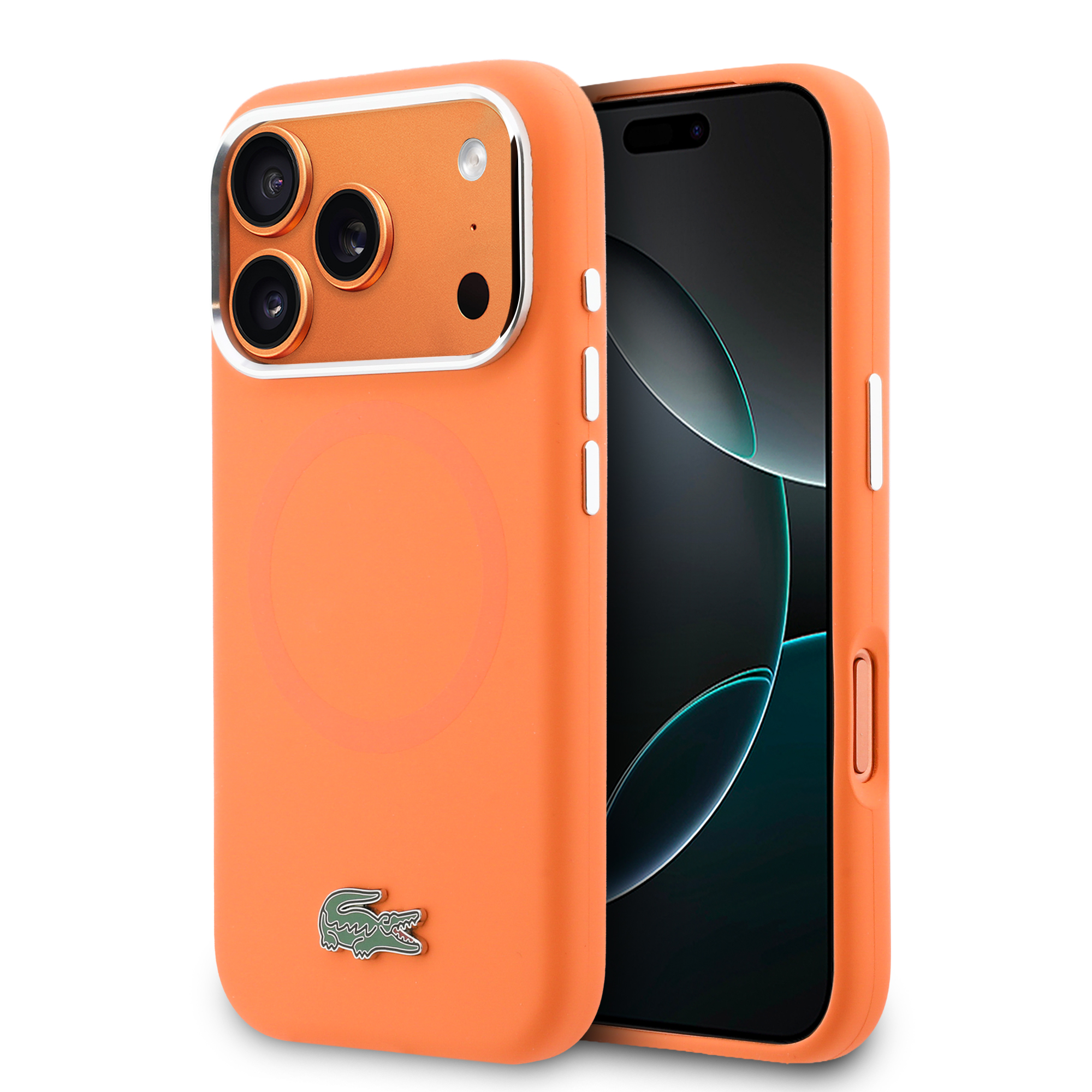 iPhone 17 Pro Max - LACOSTE Silicone Metal Logo Orange - 2