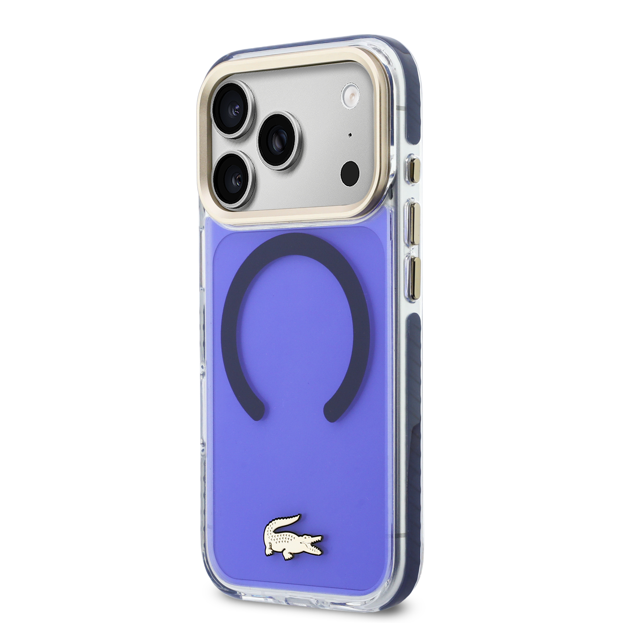 iPhone 17 Pro Max - LACOSTE Shockproof Frosted Gold Logo Marine - 3