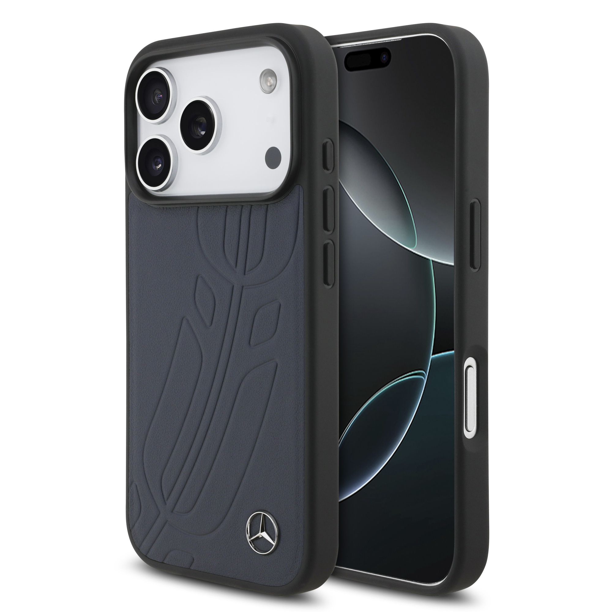 iPhone 17 Pro - MERCEDES BENZ Leather Large Laurel Leaves Blue - 2