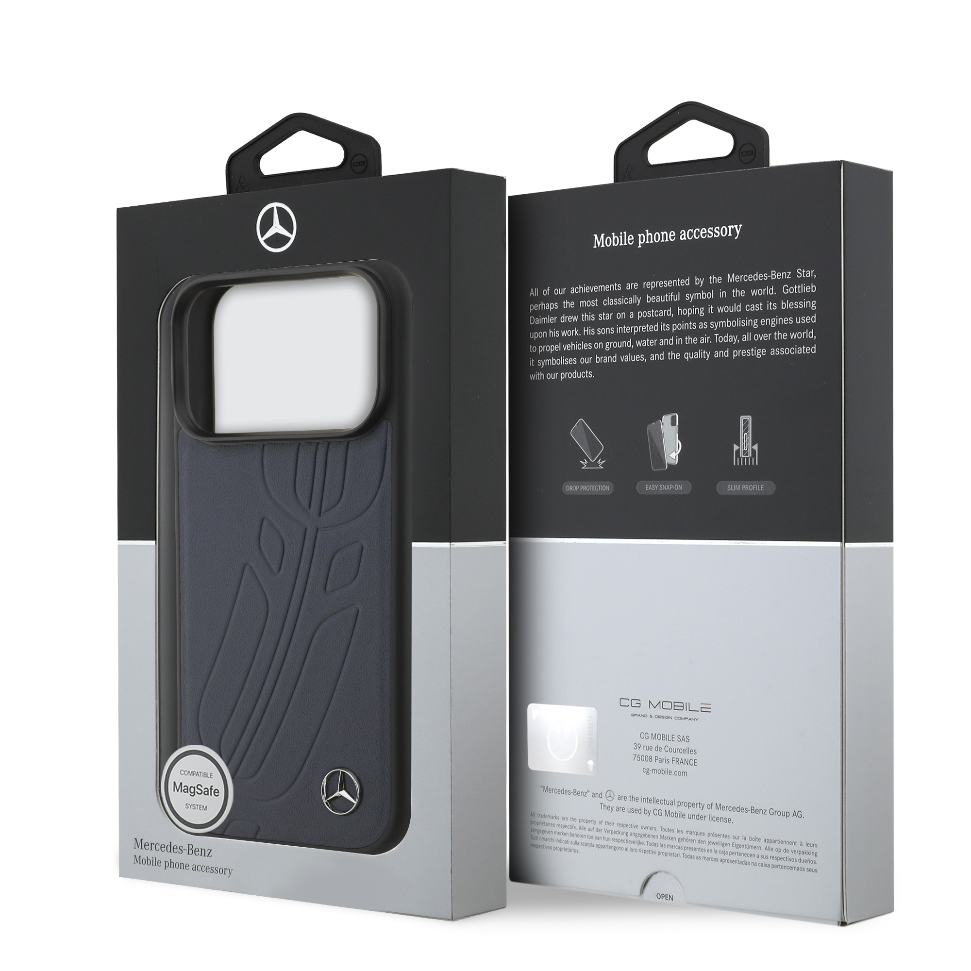 iPhone 17 Pro - MERCEDES BENZ Leather Large Laurel Leaves Blue - 8