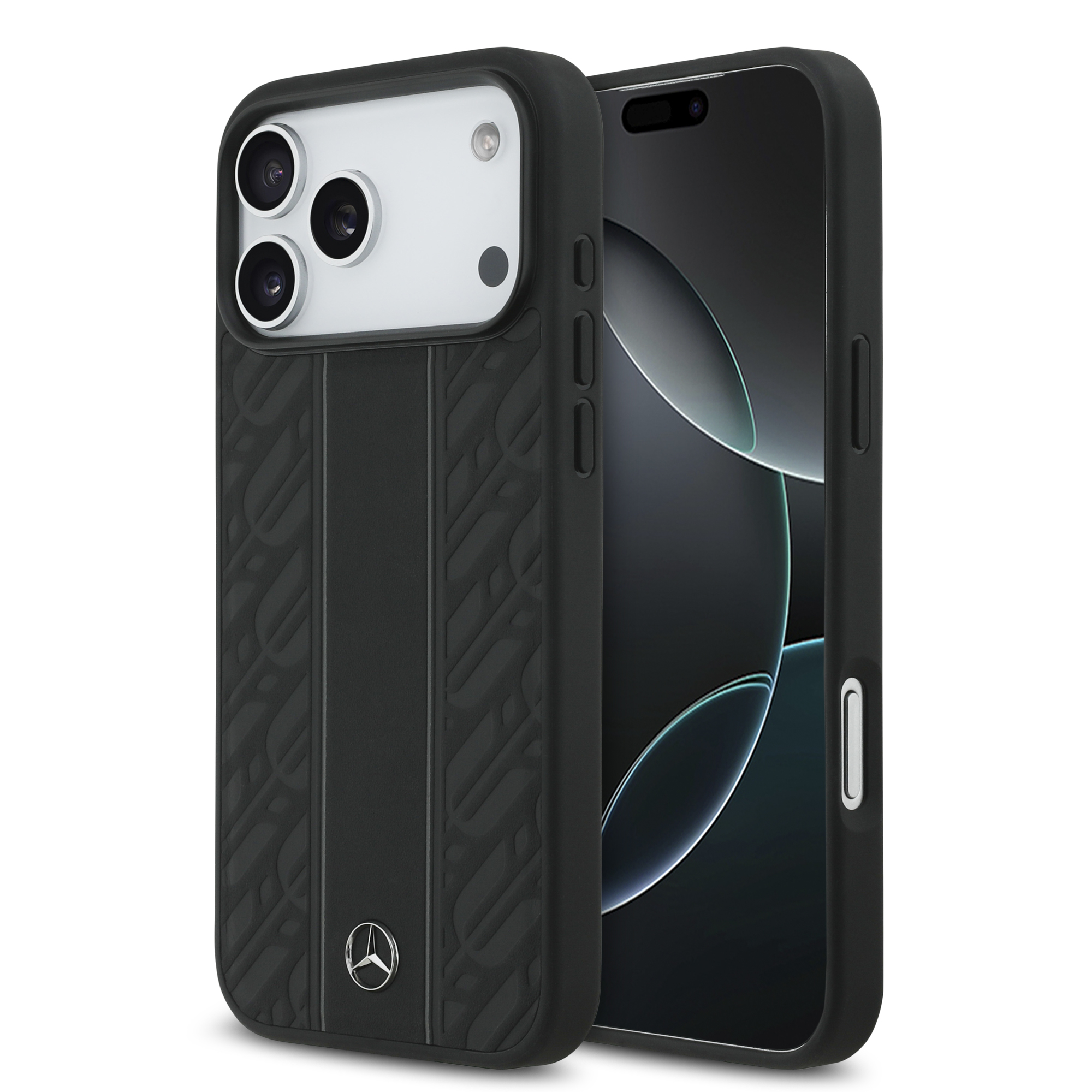 iPhone 17 Pro Max - MERCEDES BENZ Leather Laurel Leaves Black