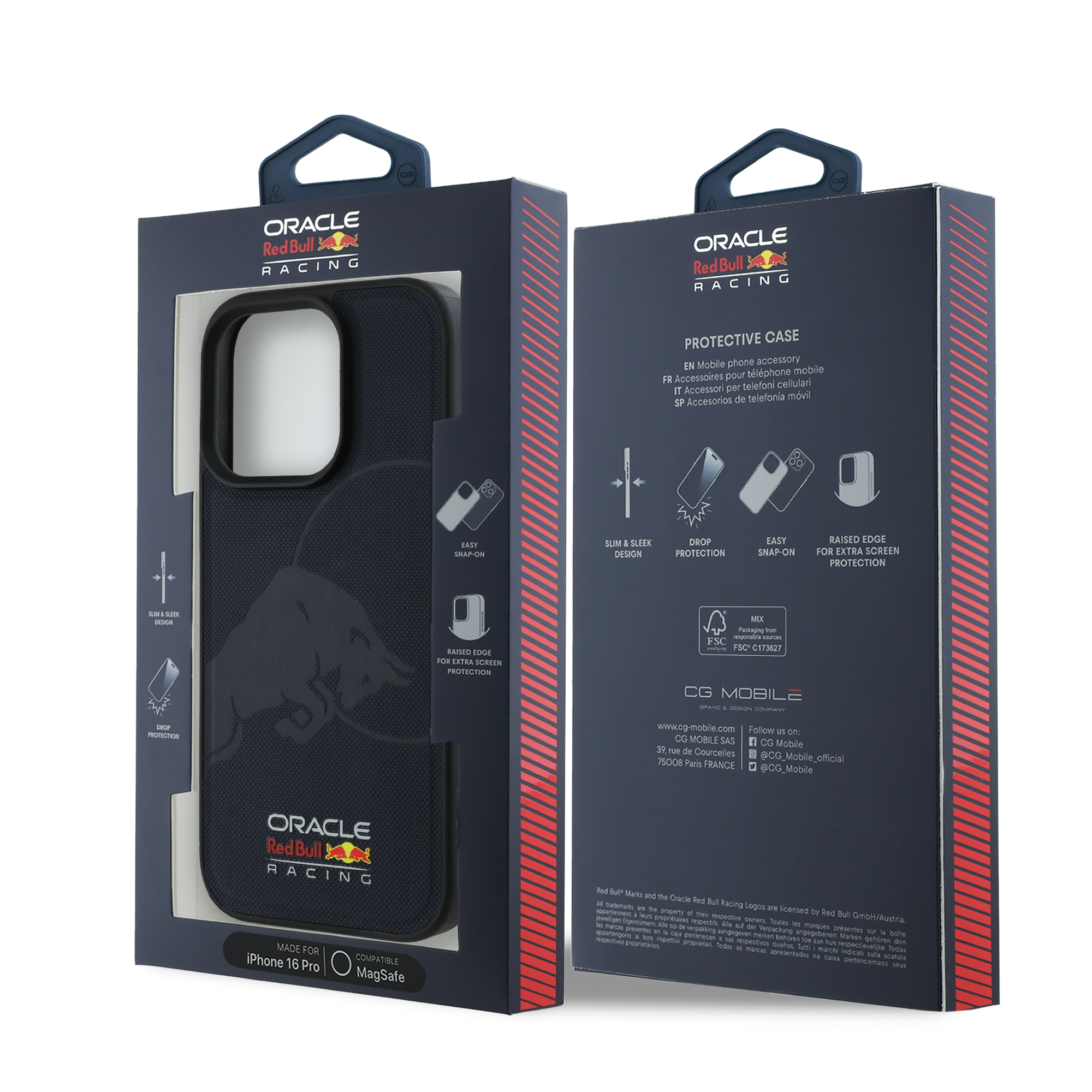 iPhone 16 Pro - REDBULL RACING Meshed Leather Debossed Bull Navy - 8