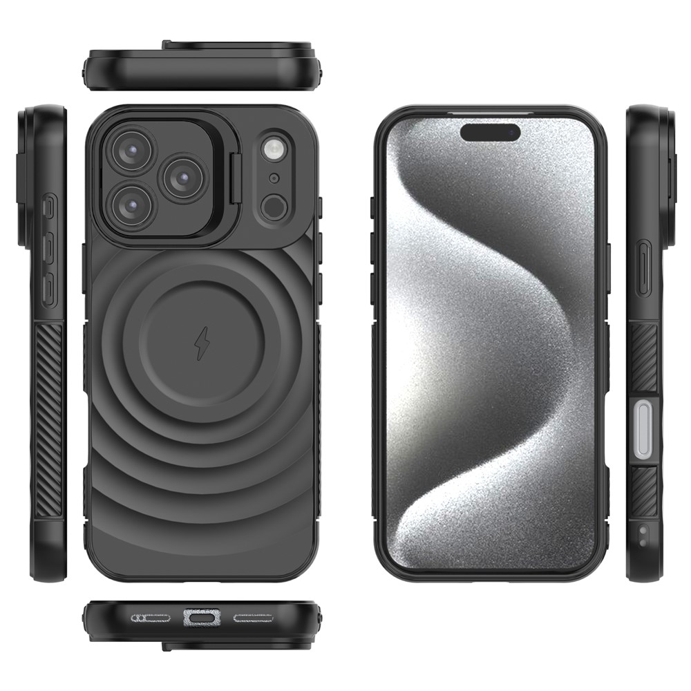 iPhone 17 Pro - Kickstand Ripple Texture Black - 12