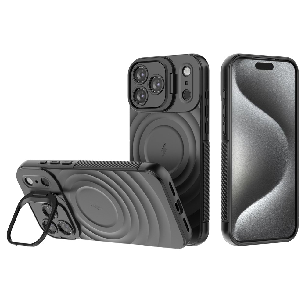 iPhone 17 Pro - Kickstand Ripple Texture Black - 2