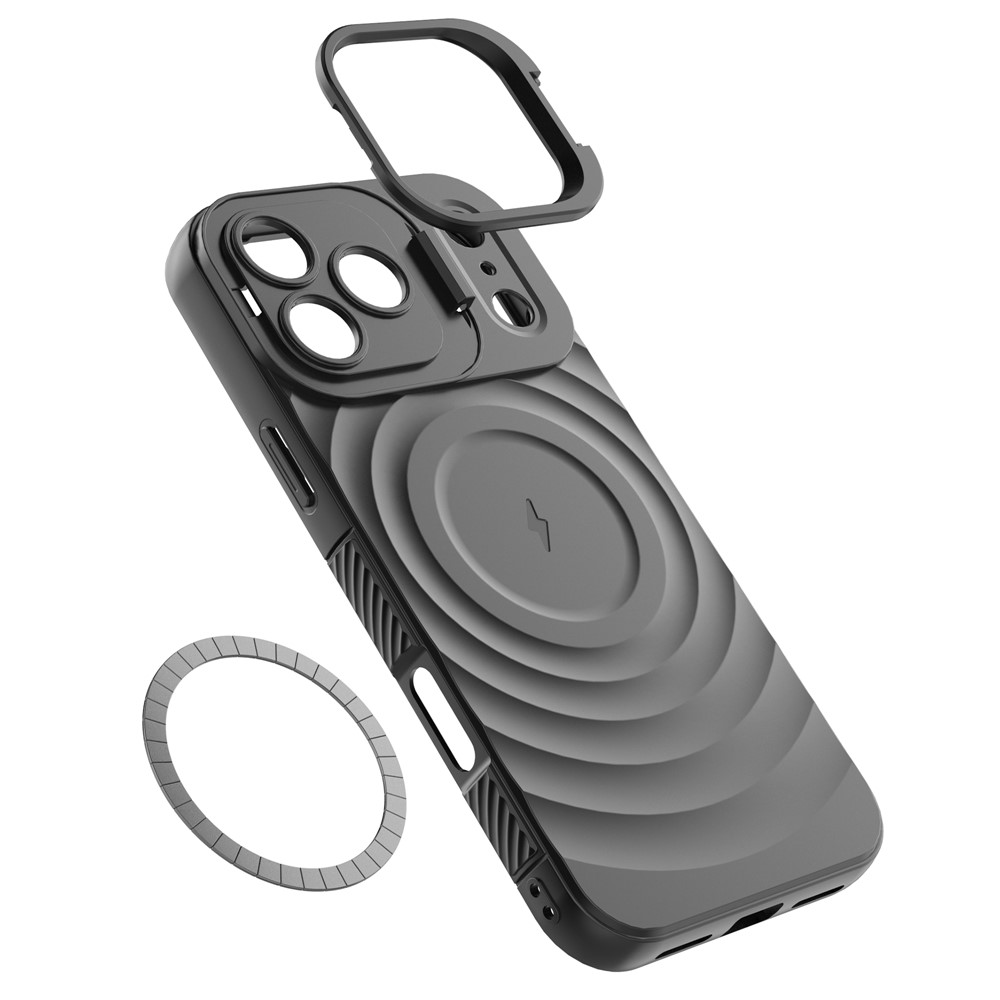 iPhone 17 Pro Max - Kickstand Ripple Texture Black - 6