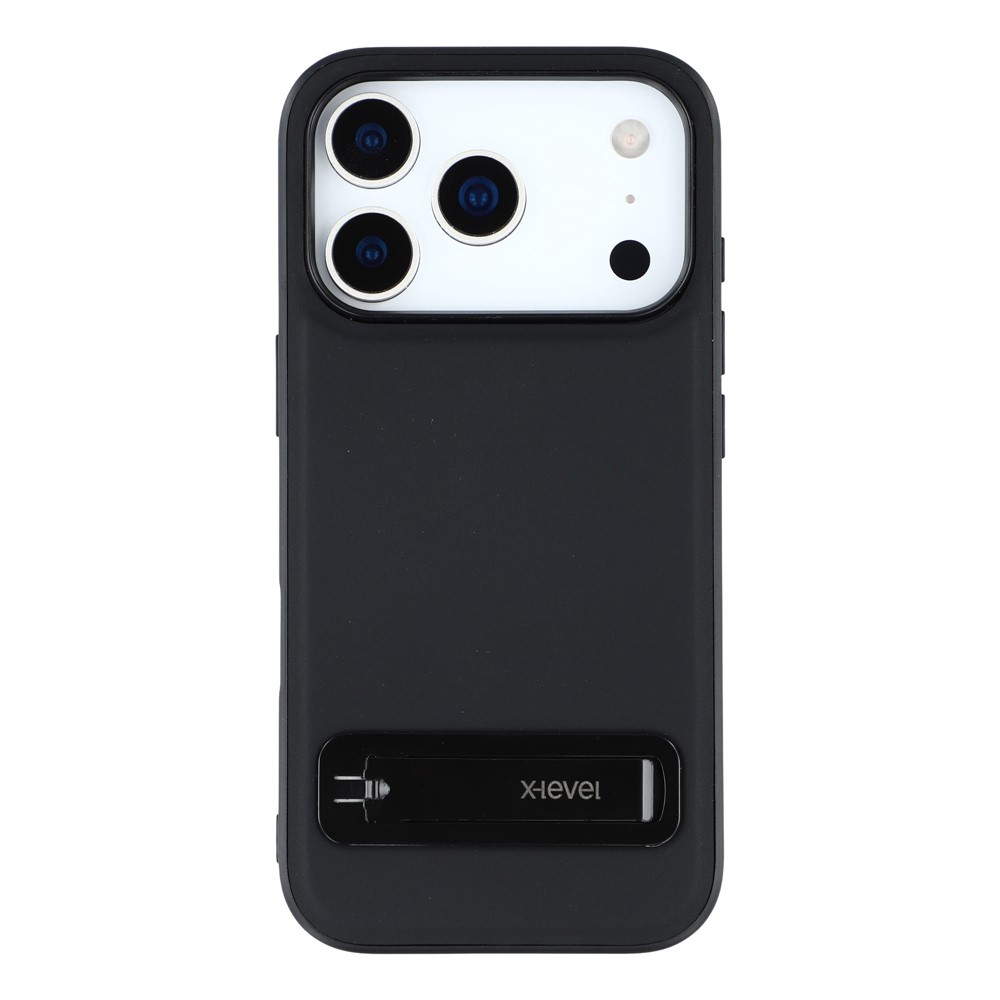 iPhone 17 Pro Max - X-LEVEL Leather Coated With Kickstand Black - 3