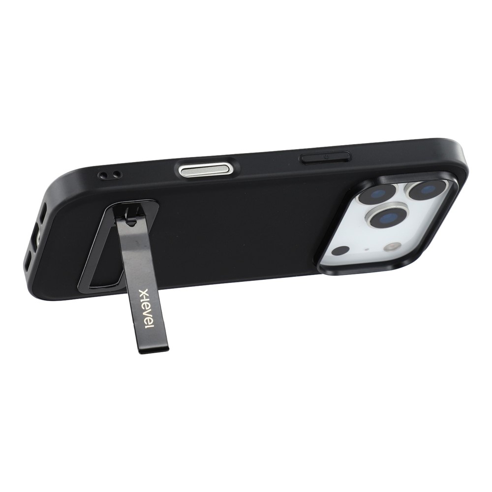 iPhone 17 Pro Max - X-LEVEL Leather Coated With Kickstand Black - 4