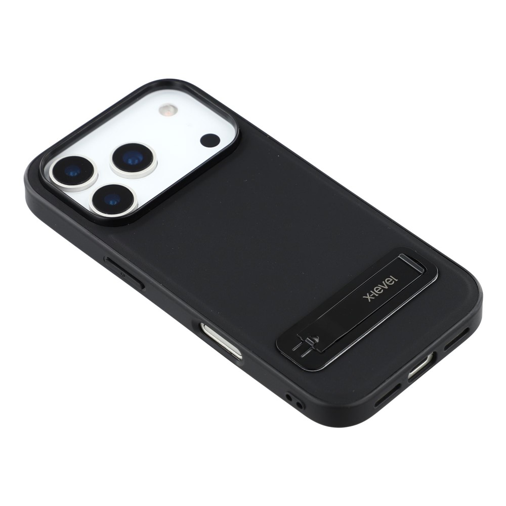 iPhone 17 Pro Max - X-LEVEL Leather Coated With Kickstand Black - 5