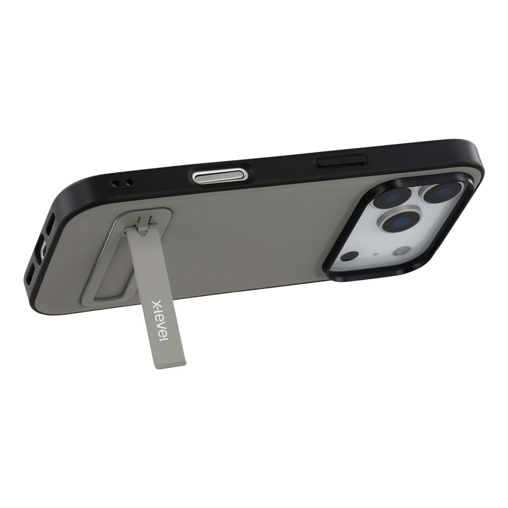 iPhone 17 Pro Max - X-LEVEL Leather Coated With Kickstand Grey - 4