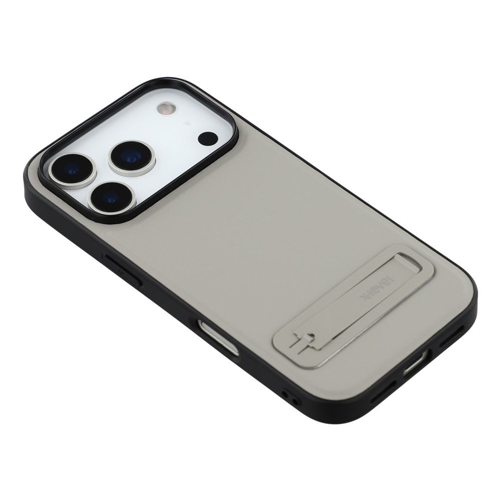 iPhone 17 Pro Max - X-LEVEL Leather Coated With Kickstand Grey - 5