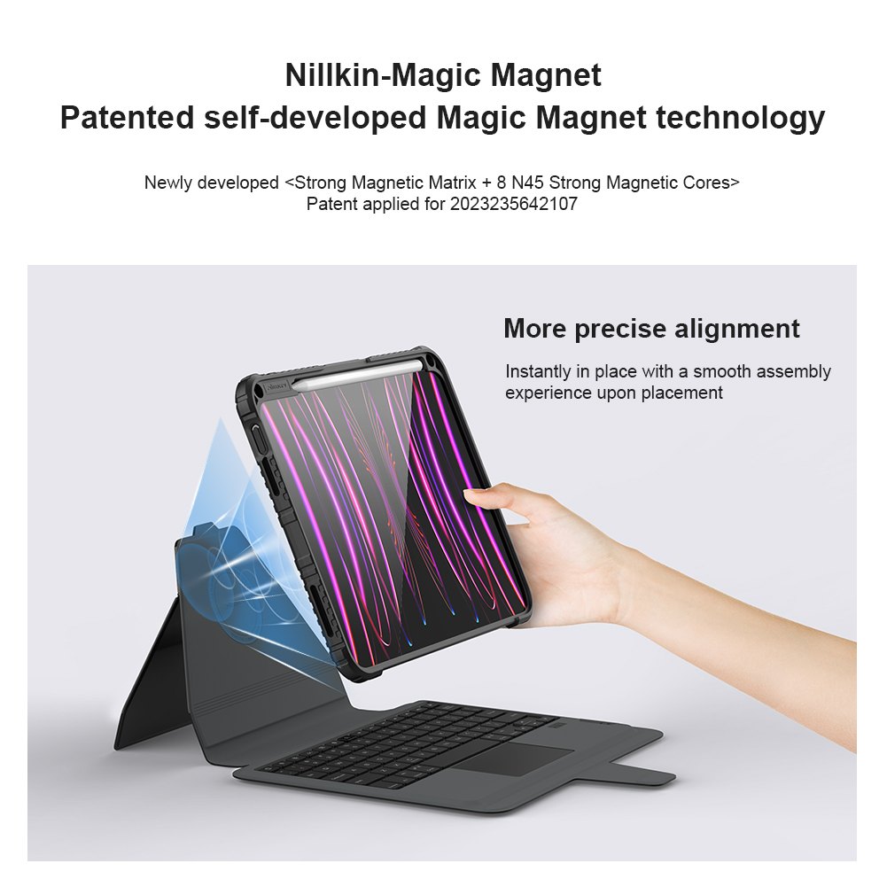 iPad 11 (A16) 2025 - NILLKIN Bumper Combo Keyboard Case Magnetic Black - 7