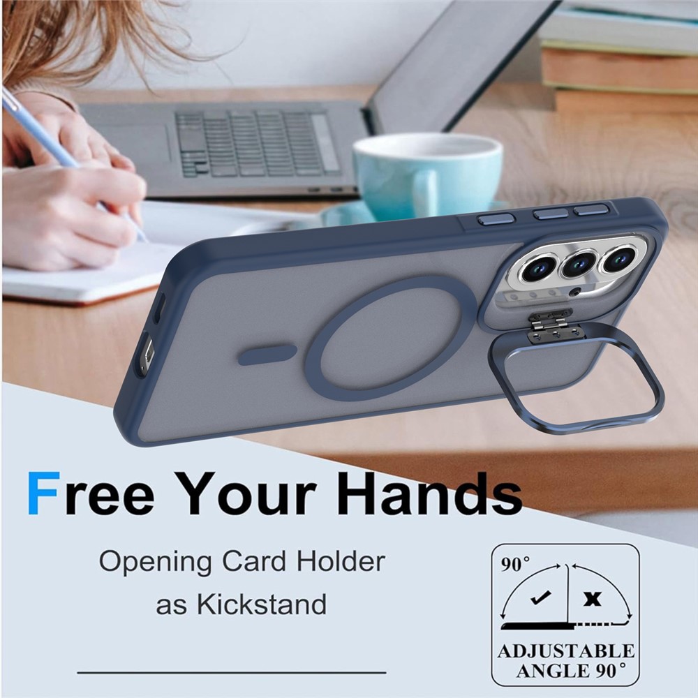 SS Gxy S26 - Case Matte With Foldable Kickstand Blue - 2