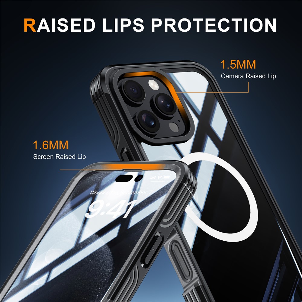 iPhone 16 Pro Max - Magnetic With Tempered Galss Rugged Black Grey - 3