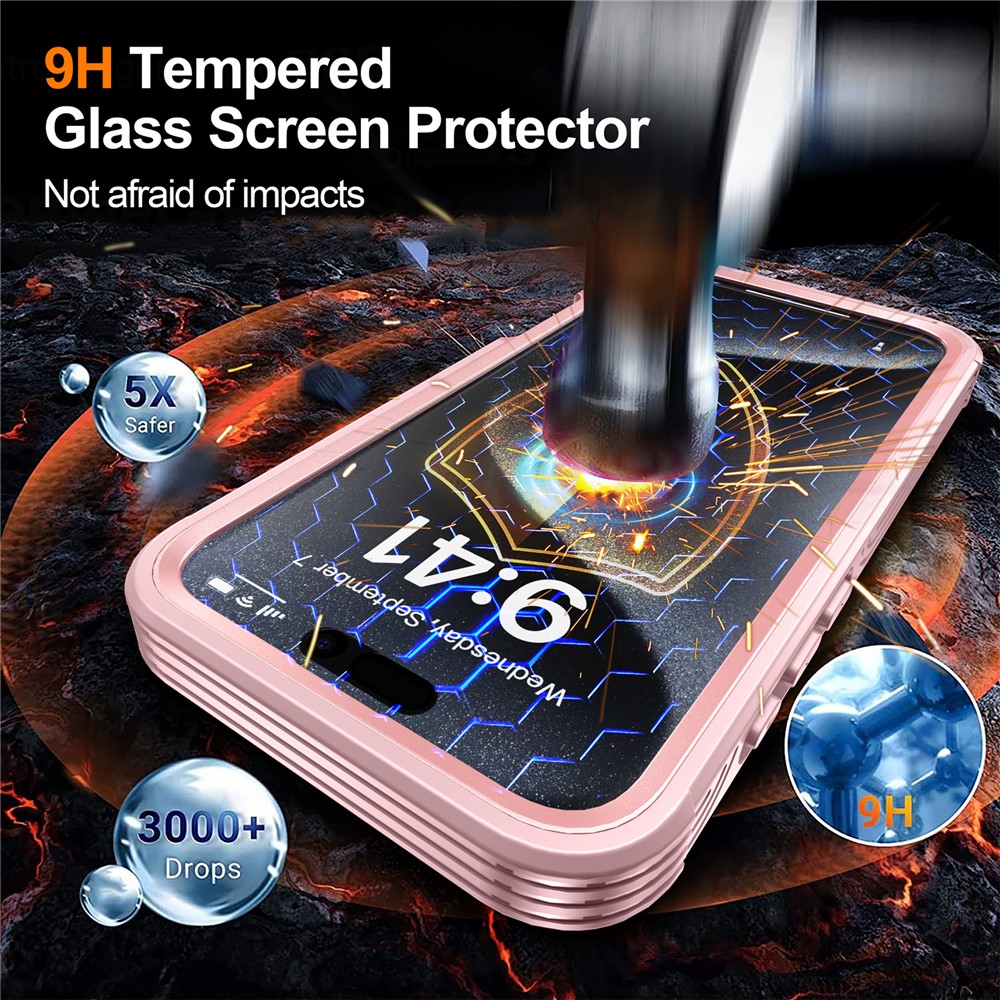 iPhone 16 Pro Max - Magnetic With Tempered Galss Rugged Pink - 3